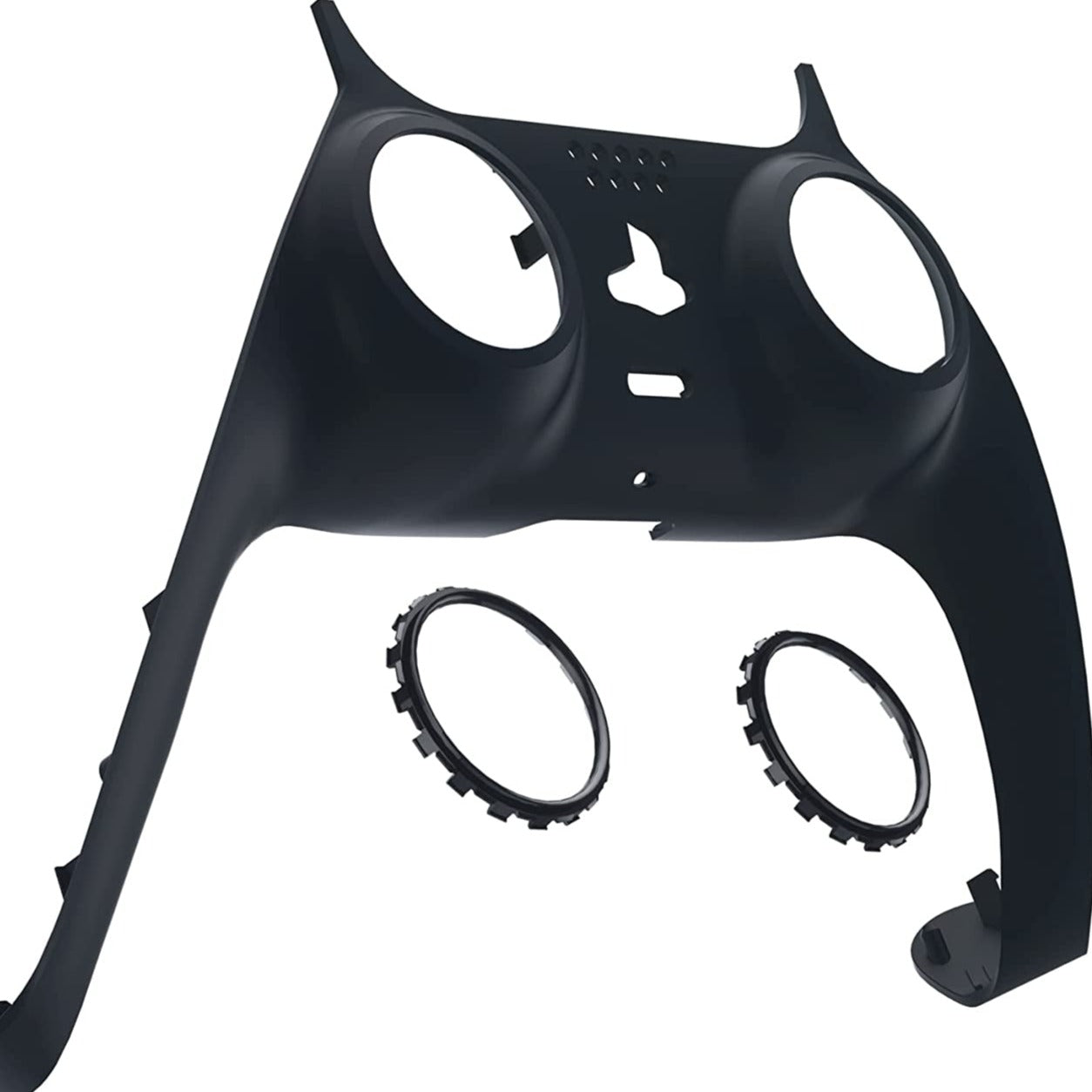 Solid Black Decorative Trim Shell Compatible with Ps5 Controller, DIY Replacement Clip Shell, Custom Plates Cover Compatible with Ps5 Controller with Accent Rings