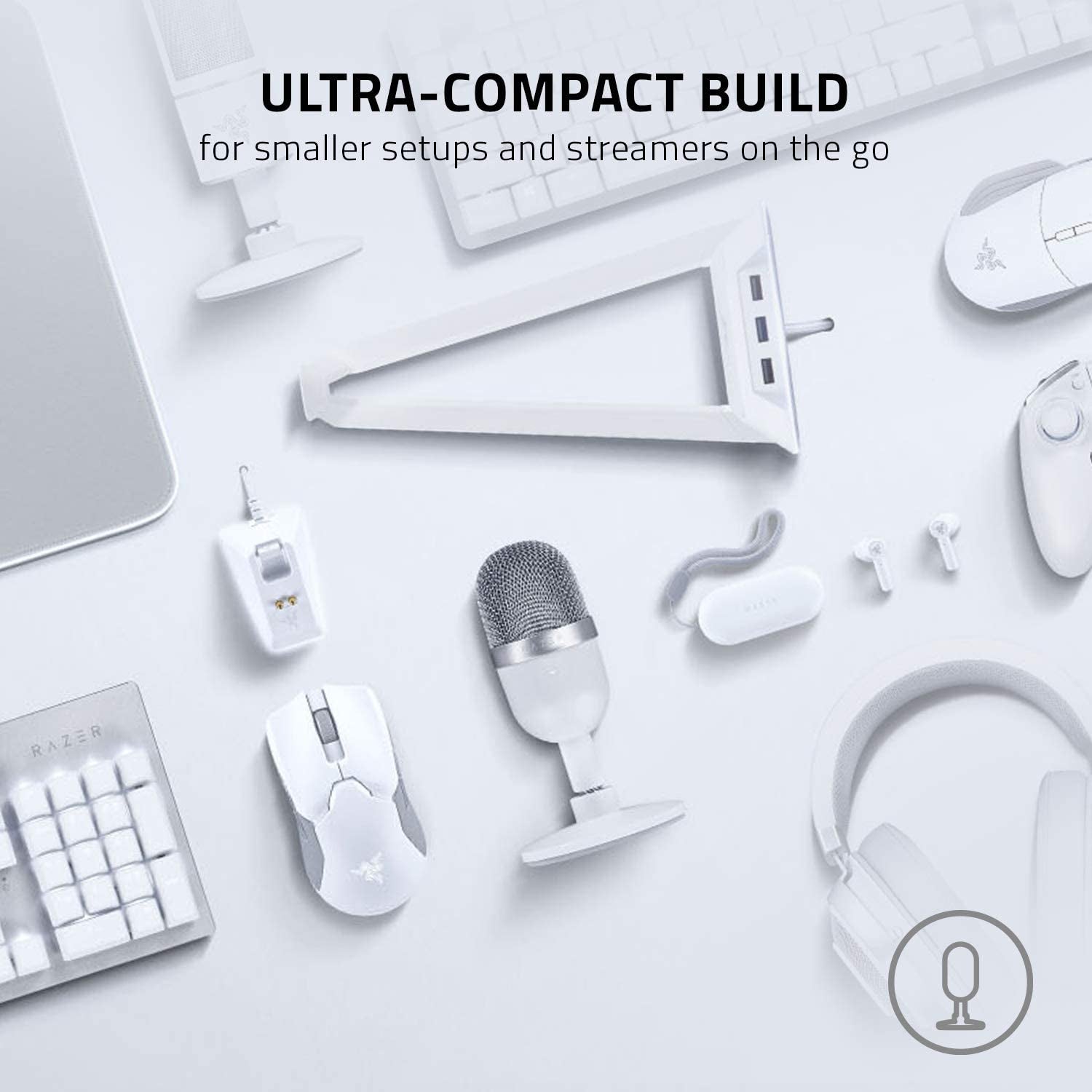 Seiren Mini USB Condenser Microphone: for Streaming and Gaming on PC - Professional Recording Quality - Precise Supercardioid Pickup Pattern - Tilting Stand - Shock Resistant - Mercury White