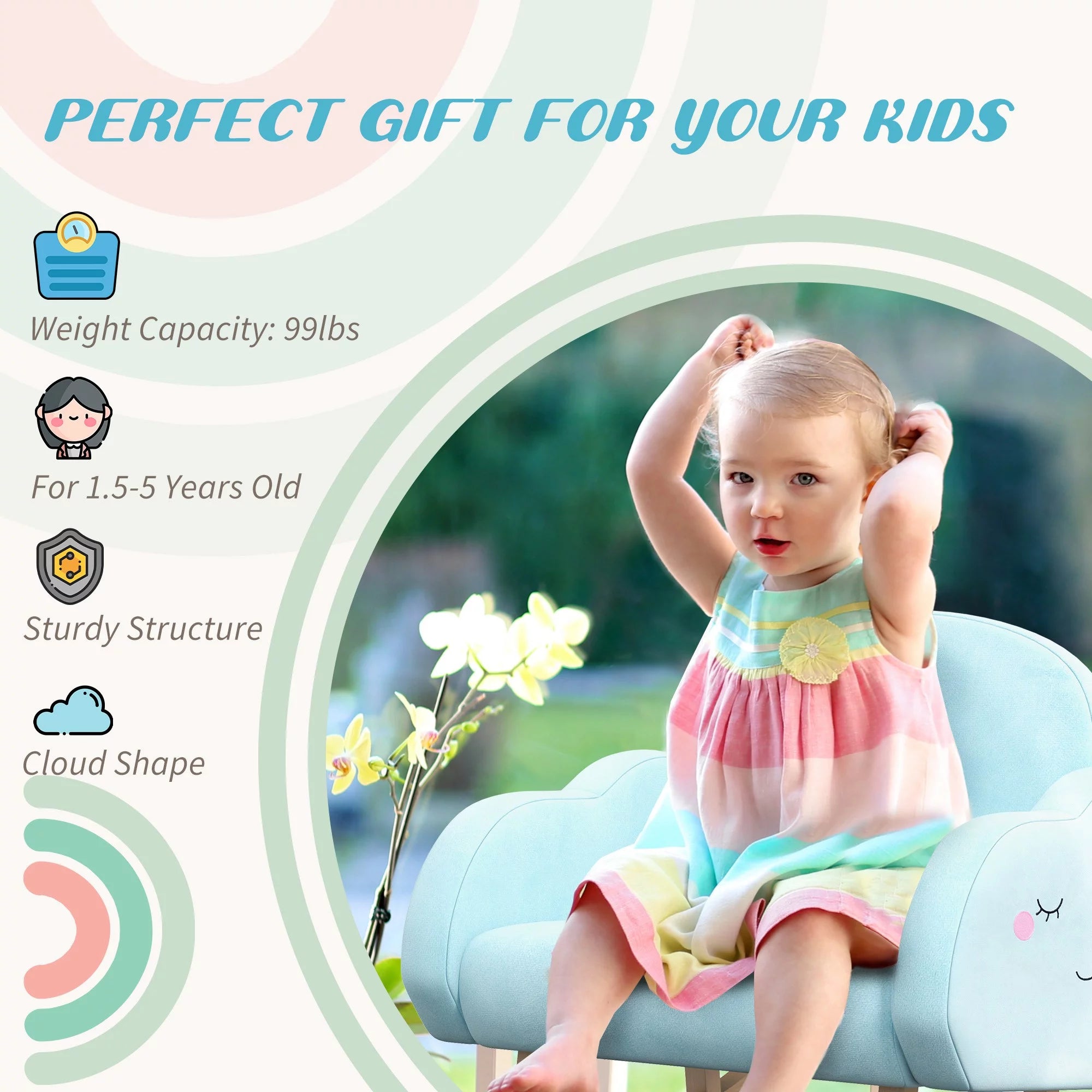 Rocker Armchair for Nursery Playroom Preschool for 1.5-5 Years, Blue
