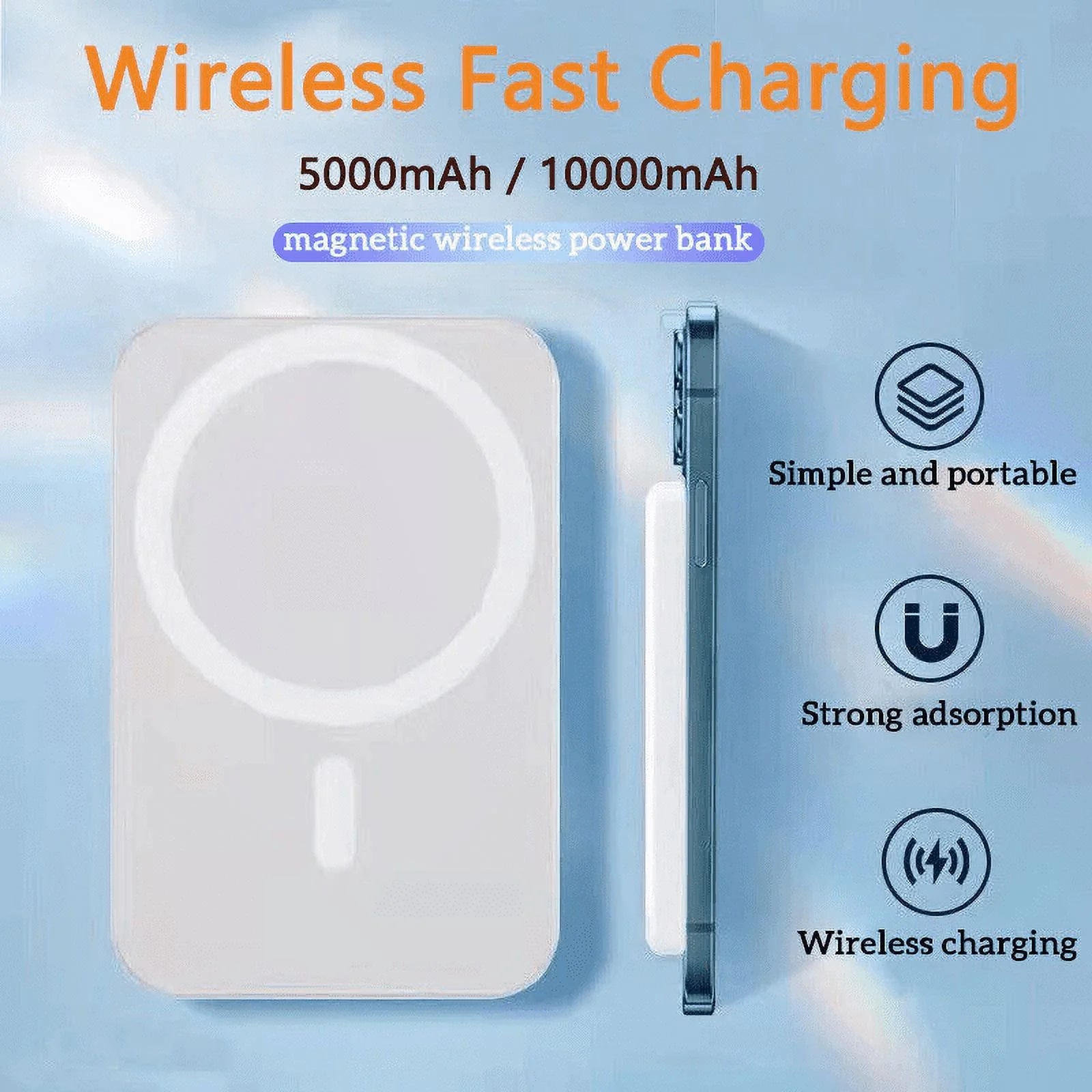 10000Mah Magnetic Wireless Power Bank for Iphone 15/14/13/12. Portable Compatible with Magsafe Charger Fast Charge for OTG
