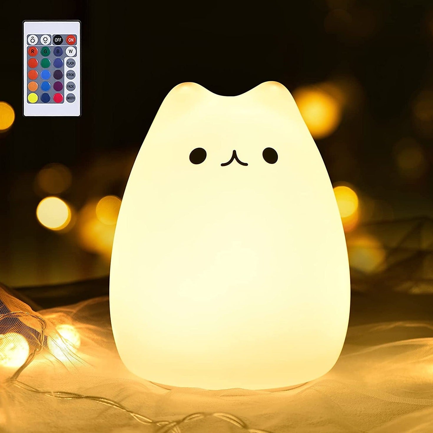 Cat Lamp, Gifts for 3 4 5 Year Old Girls,Graduation Gifts for Teen Girls,Kids Night Light for Bedroom,Kawaii Kitty Baby Nursery Lamp with Remote Control.
