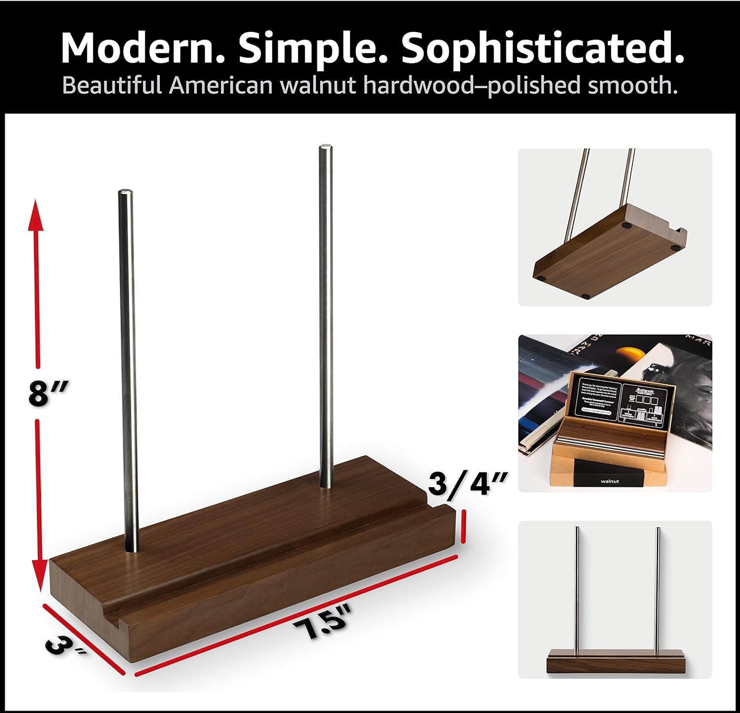 Tabletop Record Holder, Solid Wood Now Playing Vinyl Record Stand Display, Vinyl Holder, Vinyl Stand for Albums, Cd, Ipad, Record Props Vinyl Record Display (Walnut)