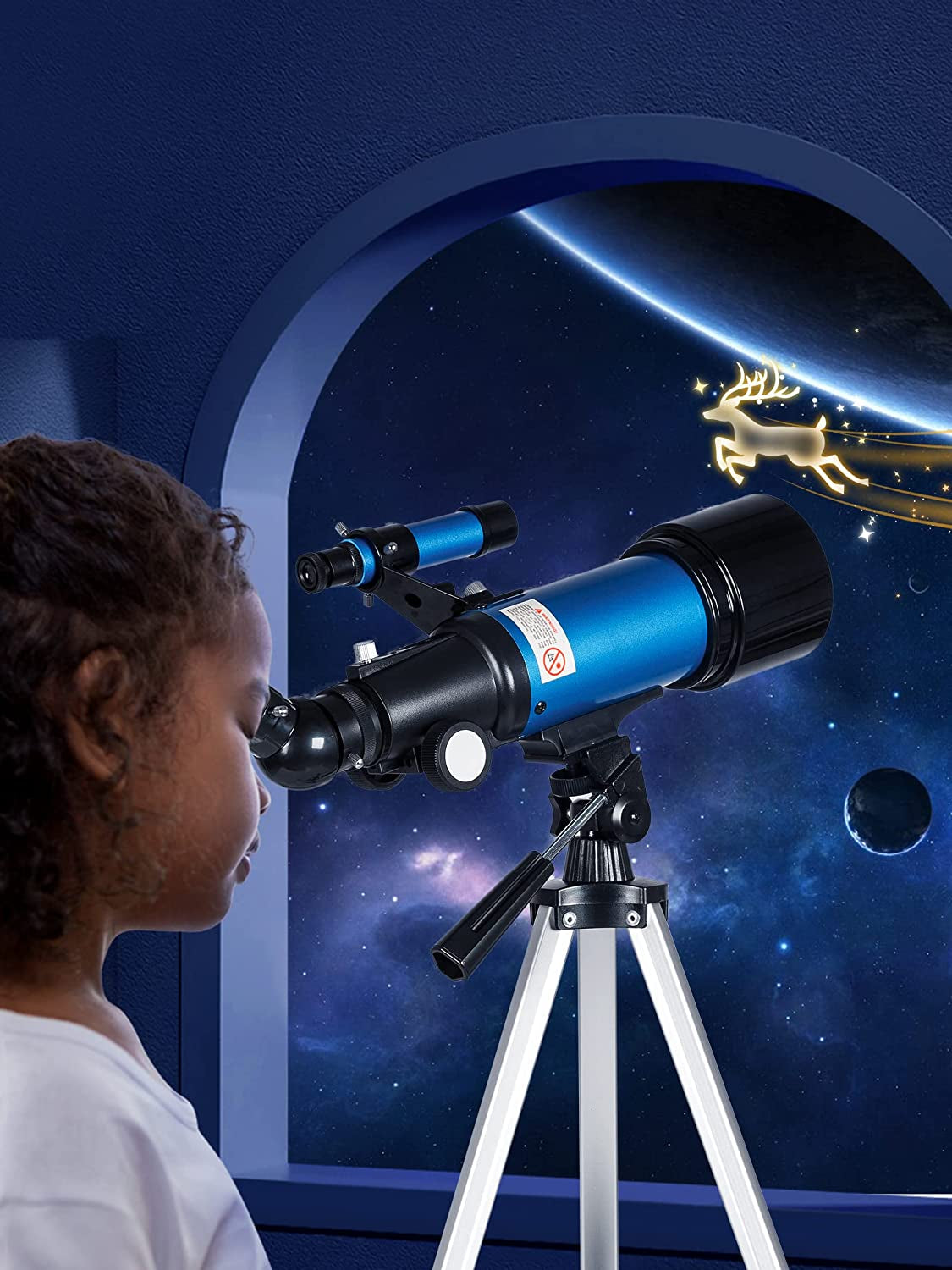 Telescope for Adults Astronomy Beginners - 70Mm Aperture and 400Mm Focal Length Professional Refractor Telescope with Remote Great Christmas Astronomy Gift with Gift Package, Blue