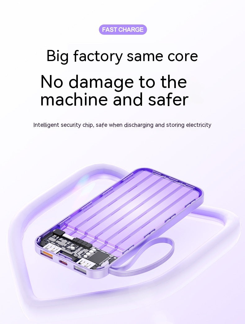Fast Charge With Cable 20000mAh Large Capacity Ultra-thin Portable Mobile Power Pack