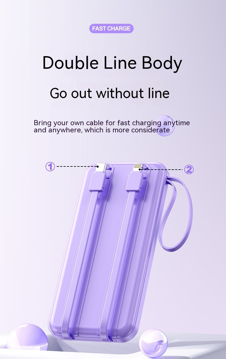 Fast Charge With Cable 20000mAh Large Capacity Ultra-thin Portable Mobile Power Pack