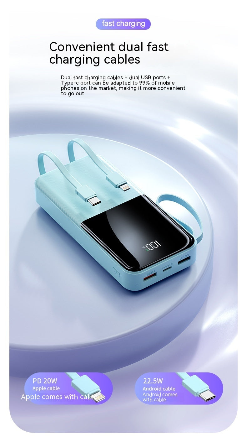 Fast Charge With Cable 20000mAh Large Capacity Ultra-thin Portable Mobile Power Pack