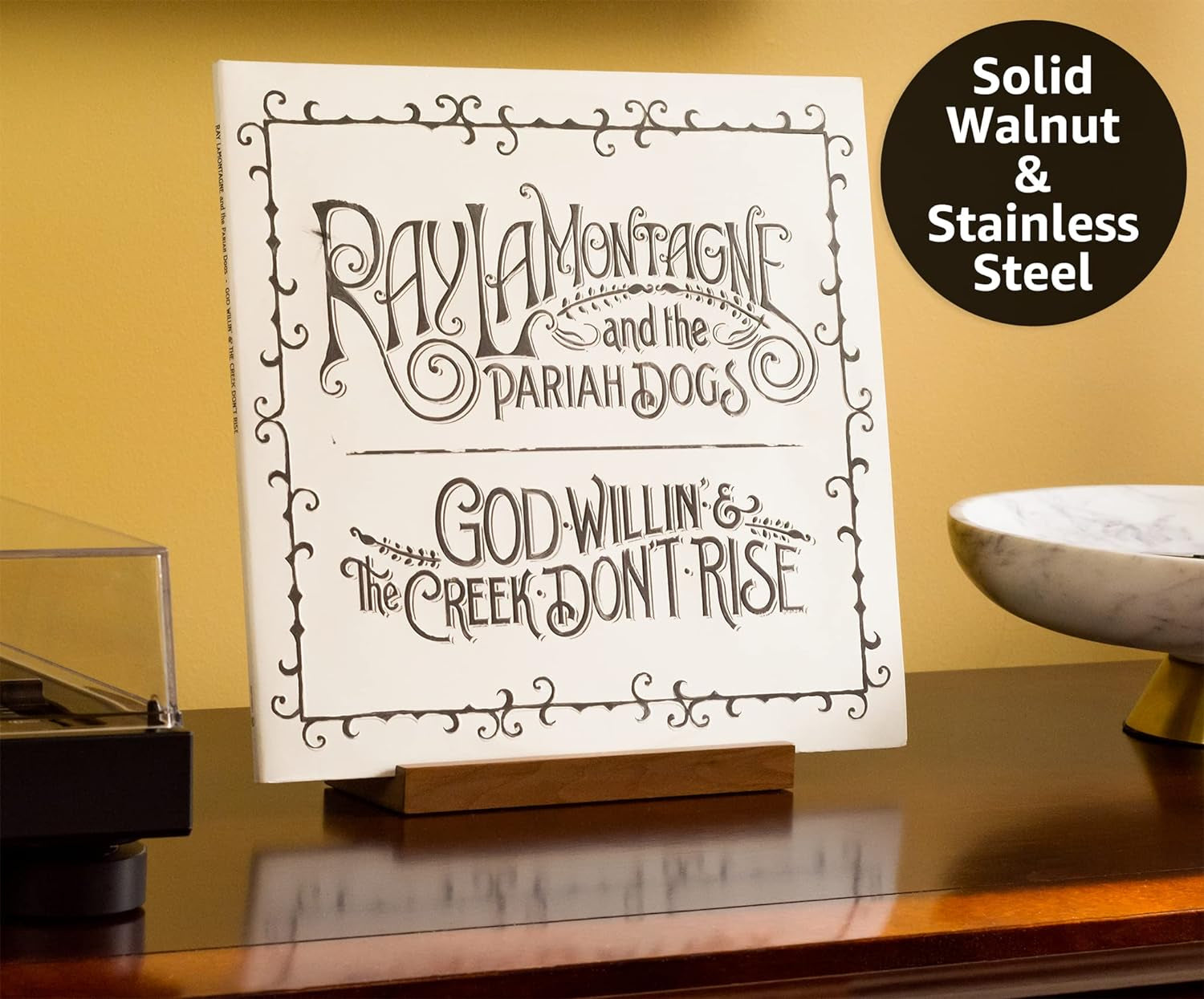 Tabletop Record Holder, Solid Wood Now Playing Vinyl Record Stand Display, Vinyl Holder, Vinyl Stand for Albums, Cd, Ipad, Record Props Vinyl Record Display (Walnut)