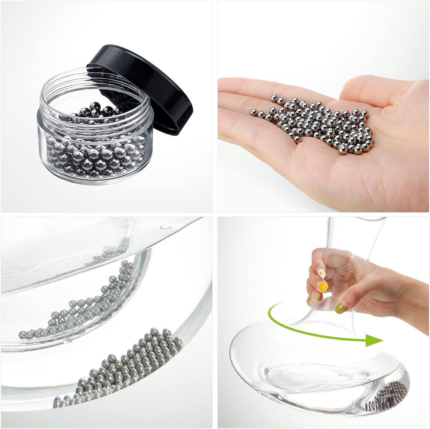 3 Pieces Wine Cleaning Brush Flexible Bottle Scourer with Stainless Steel Decanter Cleaning Balls Multi-Function Household Cleaning Tools for Goblets/Champagne Flutes/Cups/Glasses (Green)