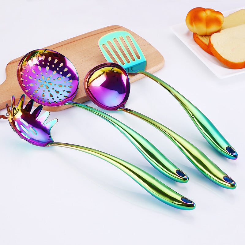 Rainbow Kitchen Tools Cooking Utensils Restaurant Cookware Kitchenware Set Soup Ladle Colander Spoon Slotted Turner