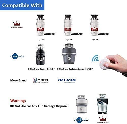 Garbage Disposal Wireless Switch Kit No Drilling on Sink Top, Remote Control Outlet Wireless Switch for Household Appliances, up to 100Ft. Range