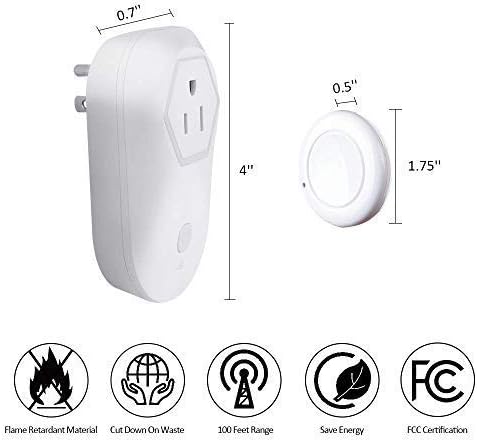 Garbage Disposal Wireless Switch Kit No Drilling on Sink Top, Remote Control Outlet Wireless Switch for Household Appliances, up to 100Ft. Range