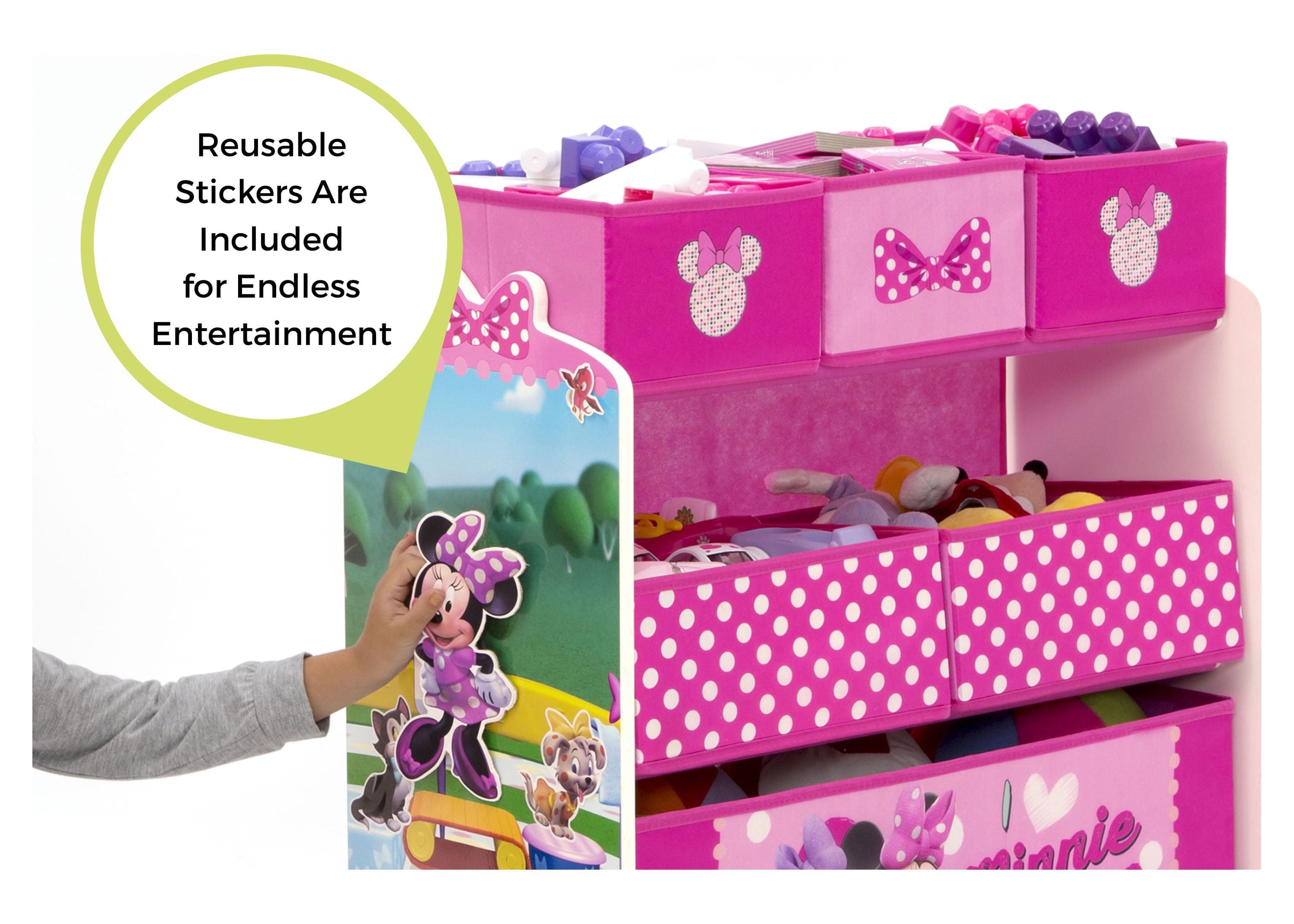 Minnie Mouse 4-Piece Wood Toddler Playroom Set – Includes Table, 2 Chairs & Toy Bin, Pink