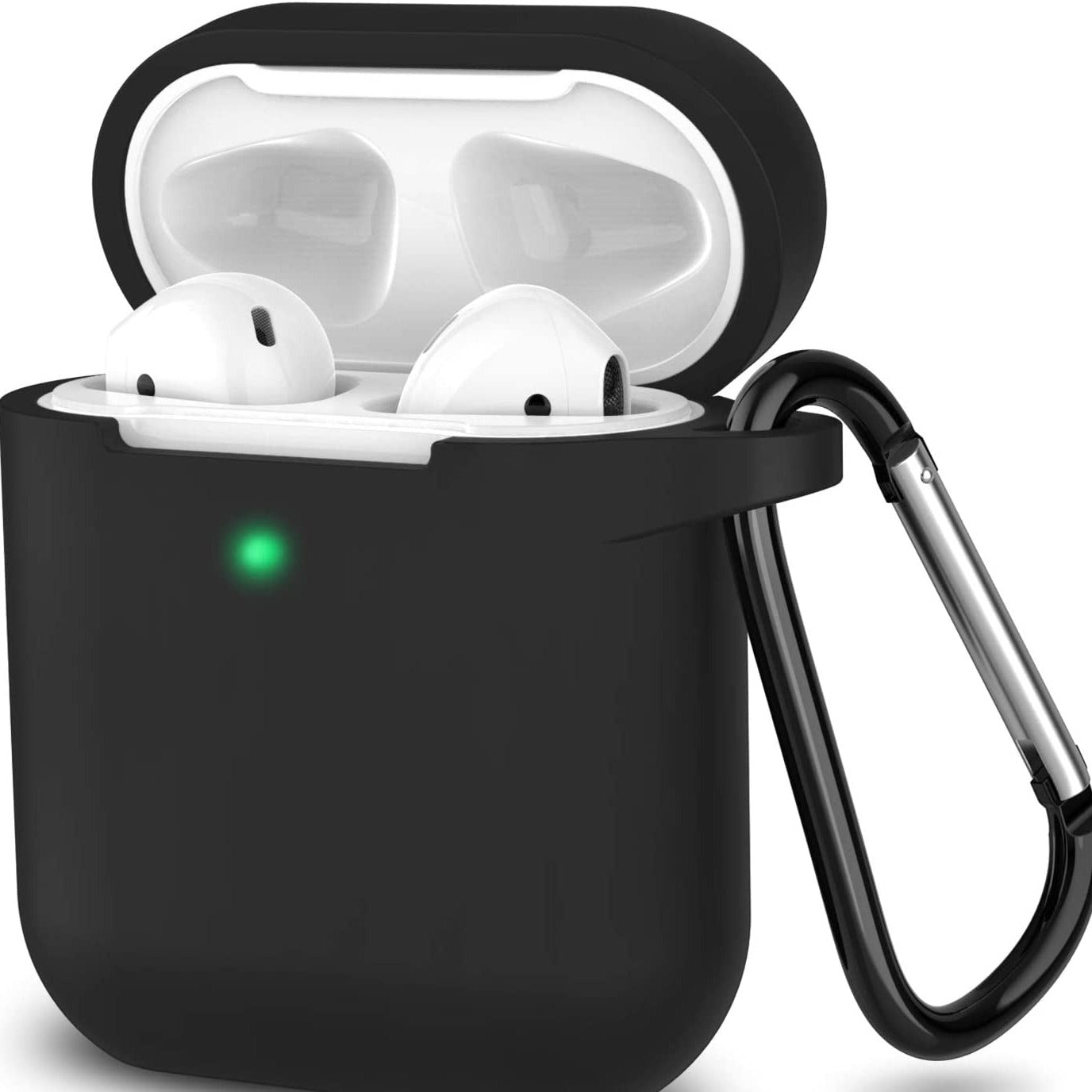 Airpods Case, Full Protective Silicone Airpods Accessories Cover Compatible with Apple Airpods 1&2 Wireless and Wired Charging Case(Front LED Visible),Black