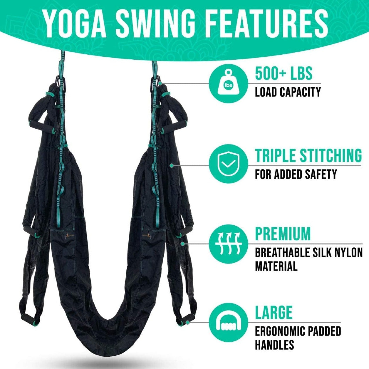 Premium Aerial Hammock anti Gravity Yoga Swing Kit - Acrobat Flying Sling Set for Indoor and Outdoor Inversion Therapy