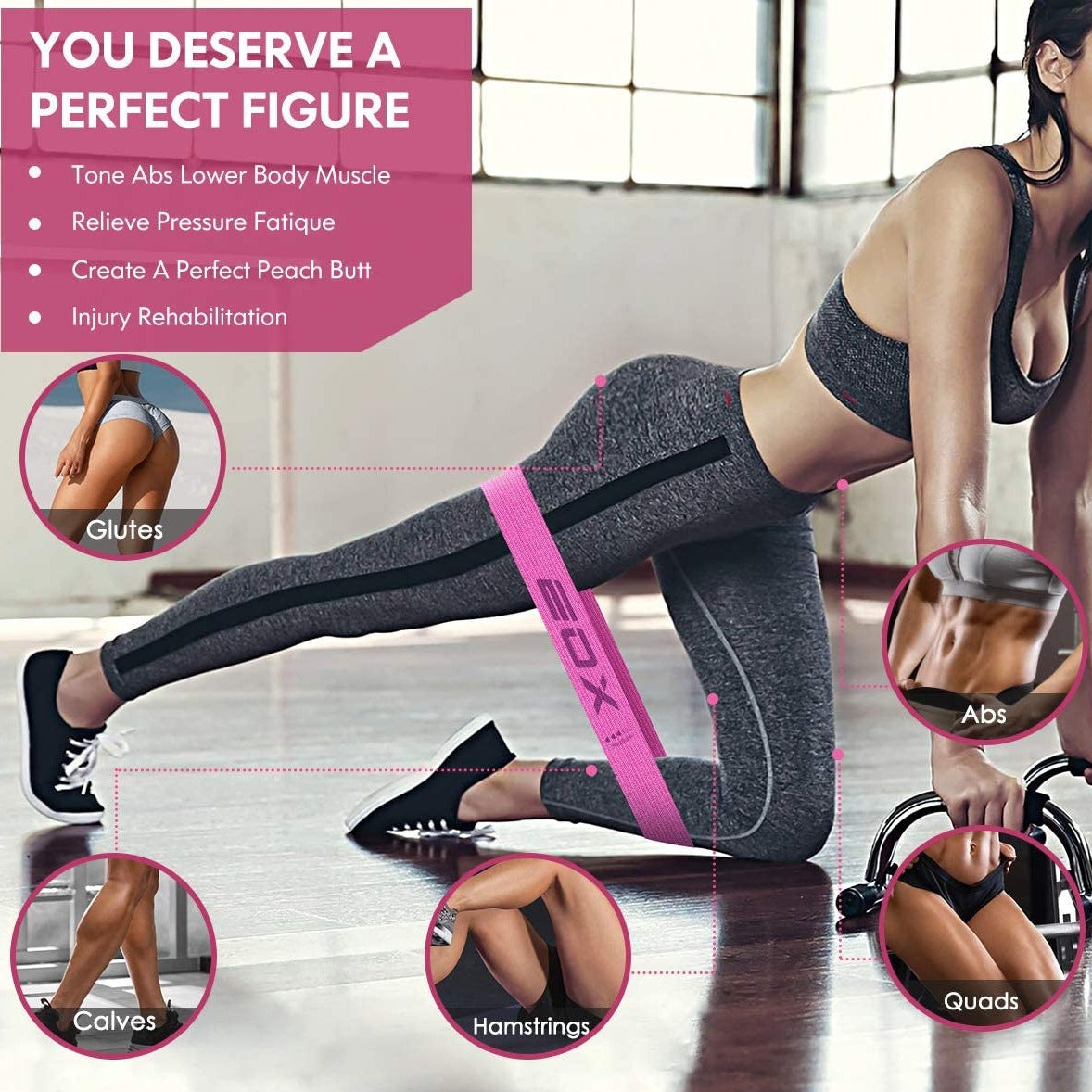 Exercise Resistance Fabric Loop Bands, Non-Slip Resistance Workout Bands for Legs & Butt and Glutes, 5 Resistance Levels Hip Training Bands