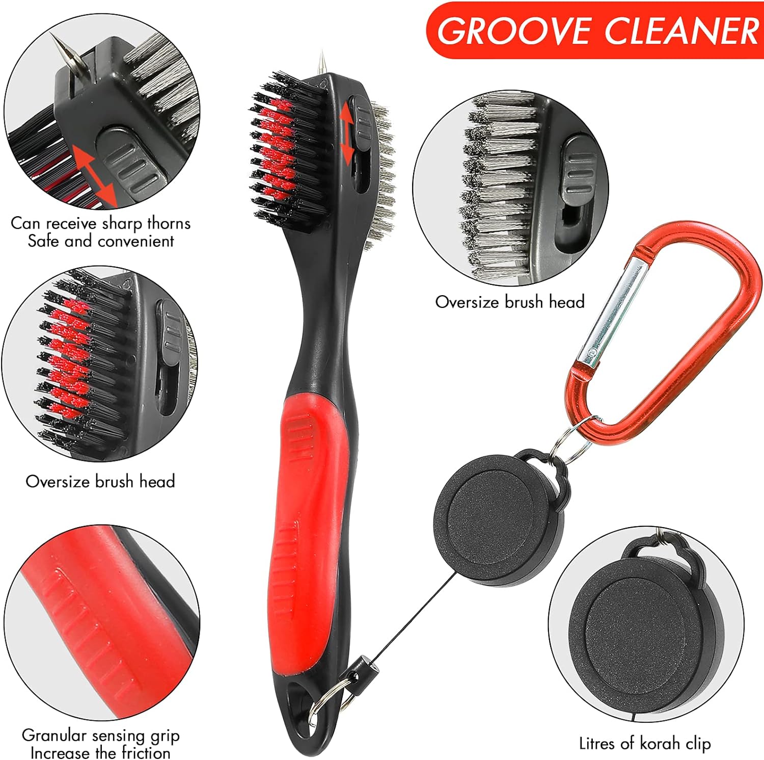 Accessories Set - PRO Retractable Club Brush, Microfiber Waffle Pattern Towel, Divot Repair Tool, Ball Marker - Club Cleaning Kit, Accessories for Men