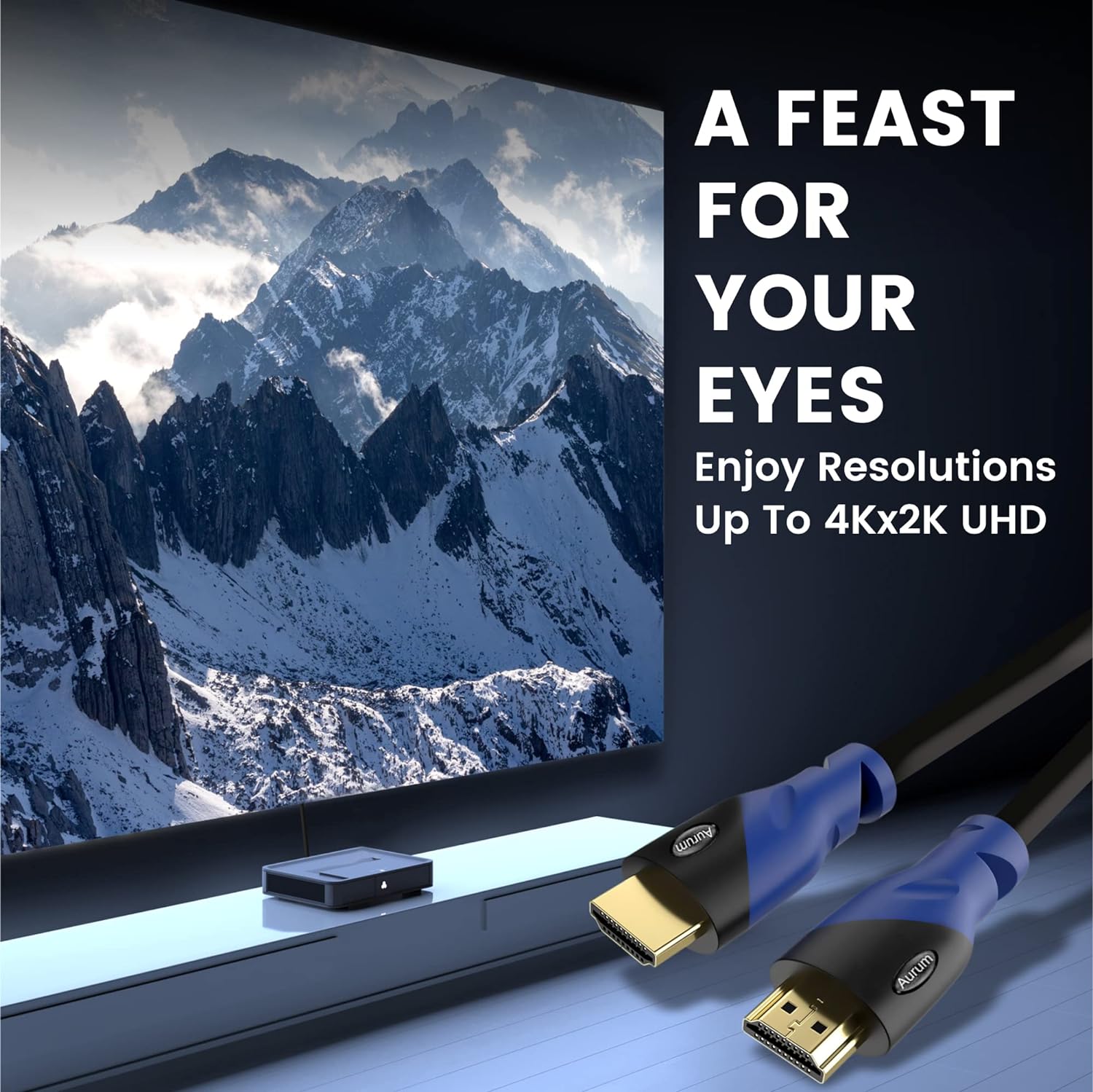 4K HDMI Cable 50Ft Long, 4K@60Hz High Speed HDMI Cord with Ethernet, Supports UHD Resolution, ARC, 3D, CL3 Certified - Compatible with HDTV, PC, Laptop, PS3, Xbox, Blu-Ray