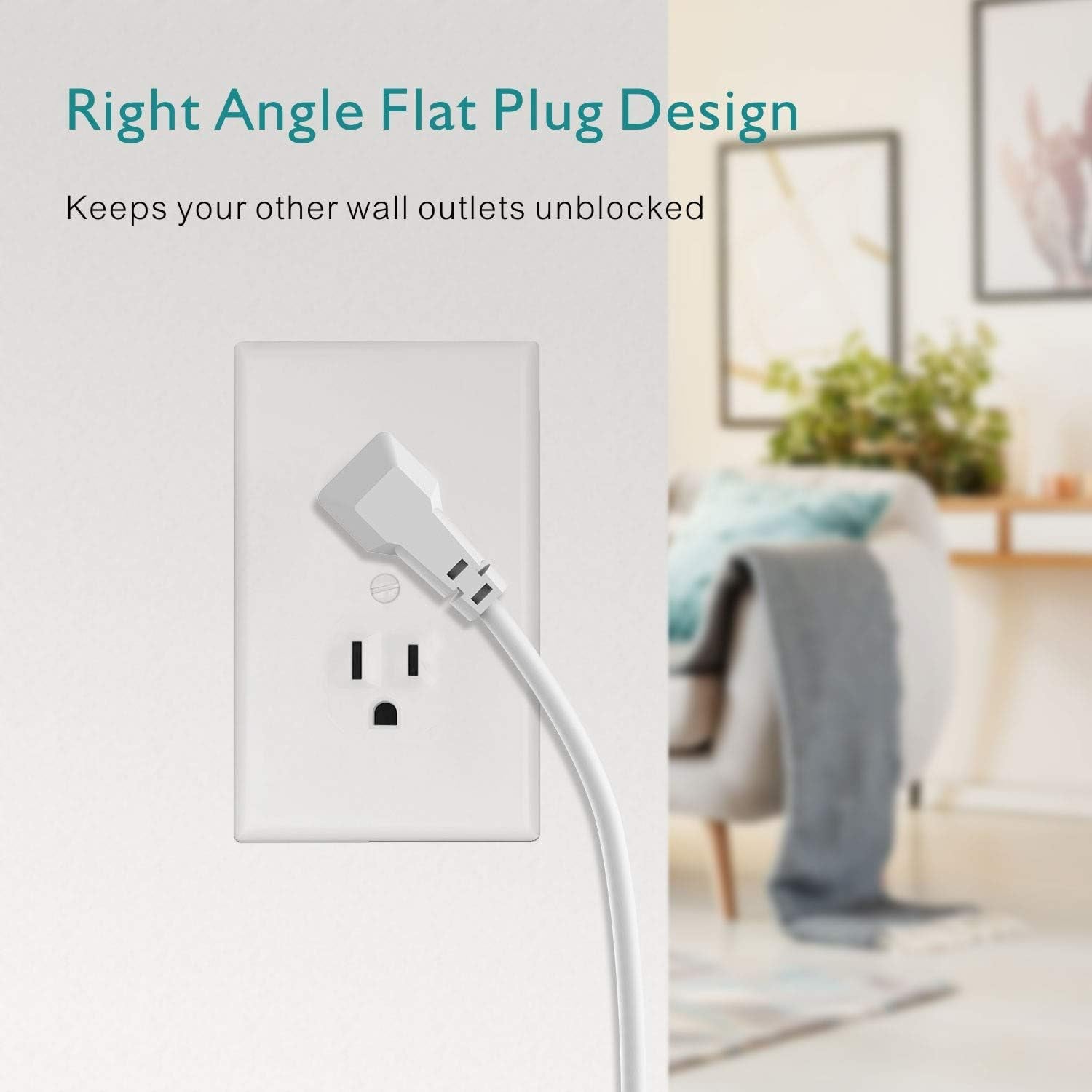 Power Strip 3 Outlets and 3 USB Ports with Switch Control, Desktop Charging Station with 5 Ft Extension Cord, Compact for Nightstand, Office and Travel - White
