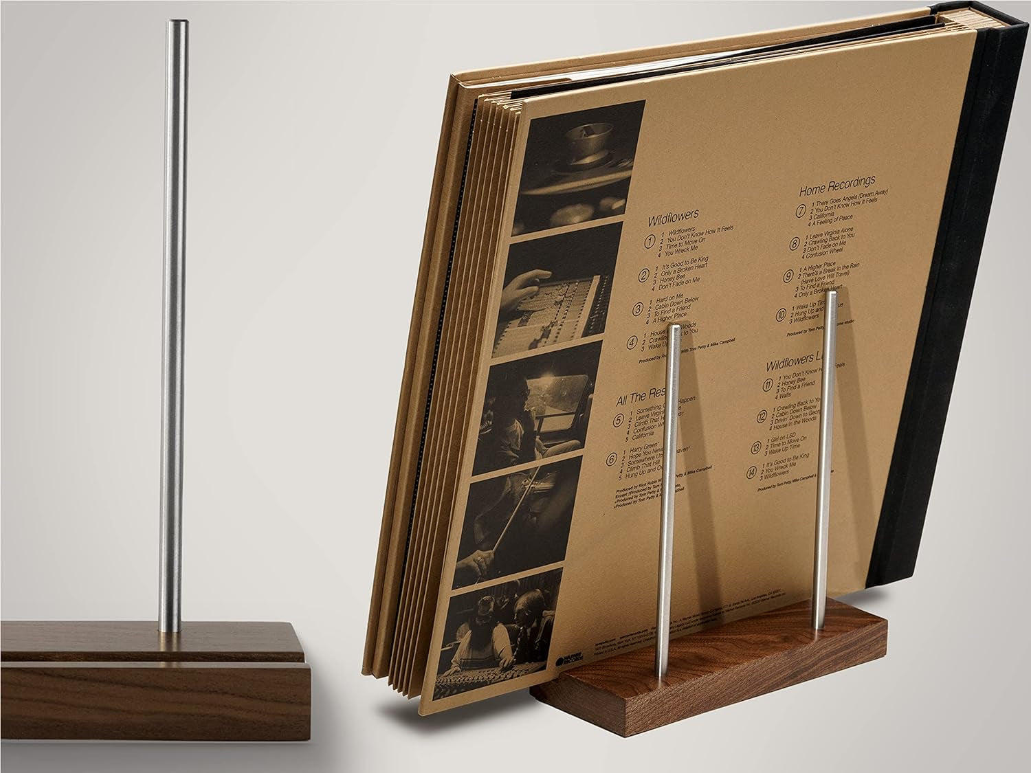 Tabletop Record Holder, Solid Wood Now Playing Vinyl Record Stand Display, Vinyl Holder, Vinyl Stand for Albums, Cd, Ipad, Record Props Vinyl Record Display (Walnut)