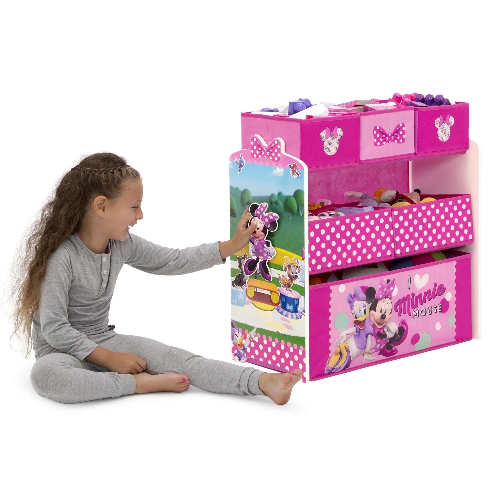Minnie Mouse 4-Piece Wood Toddler Playroom Set – Includes Table, 2 Chairs & Toy Bin, Pink