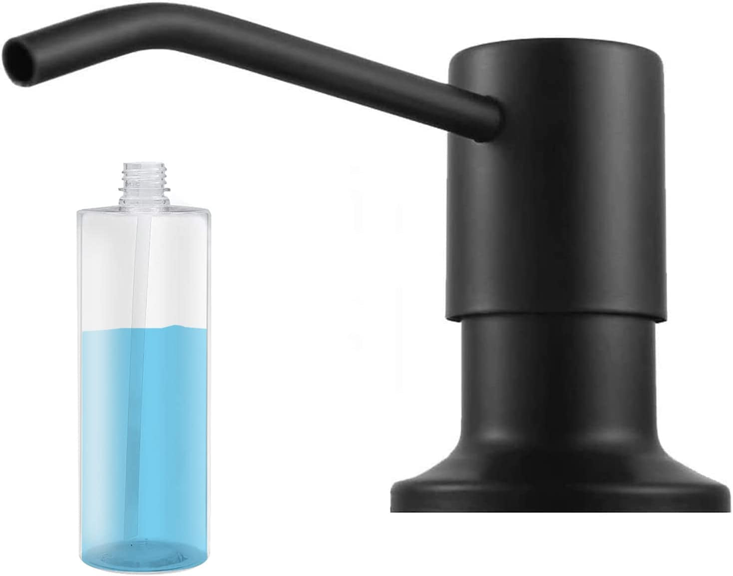Soap Dispenser for Kitchen Sink, Built in Sink Soap Dispenser Lotion Dispenser with 17 Ounce Bottle, Stainless Steel Sink Soap Dispenser, Black