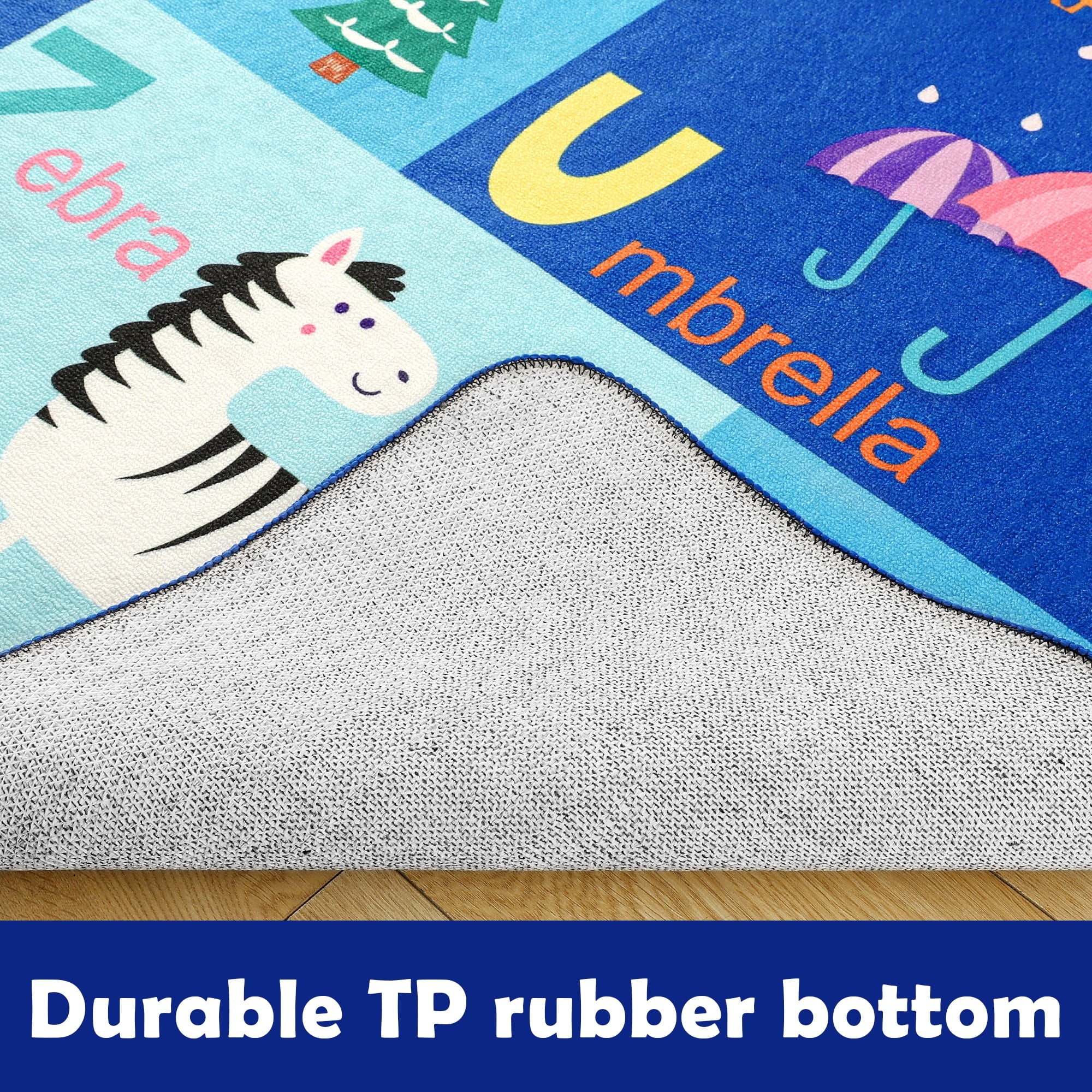 Kids Rugs for Playroom ABC Educational Area Rug, Cute Cartoon Daycare Supplies, Kids Gift for Playroom Bedroom,3'X5'Blue