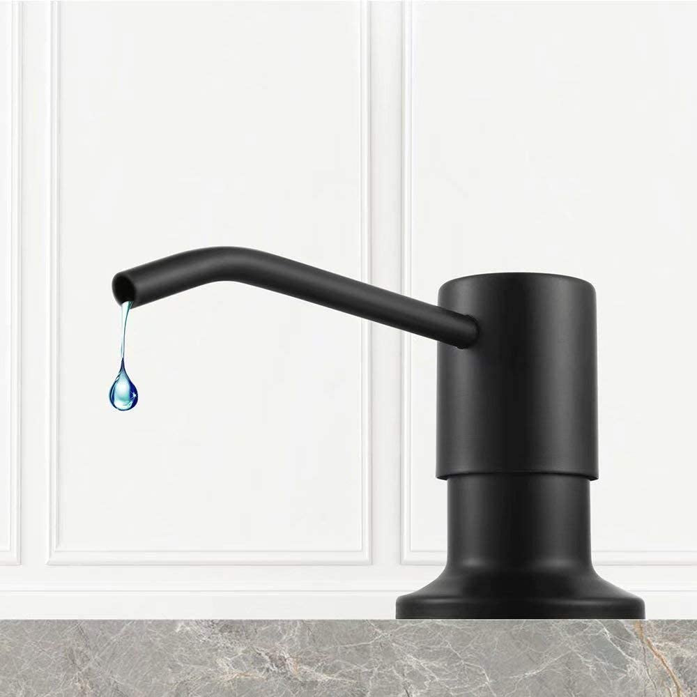 Soap Dispenser for Kitchen Sink, Built in Sink Soap Dispenser Lotion Dispenser with 17 Ounce Bottle, Stainless Steel Sink Soap Dispenser, Black