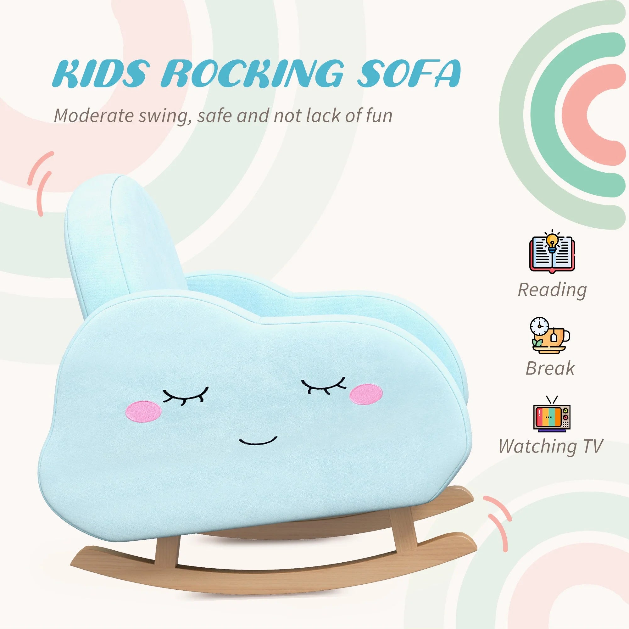 Rocker Armchair for Nursery Playroom Preschool for 1.5-5 Years, Blue