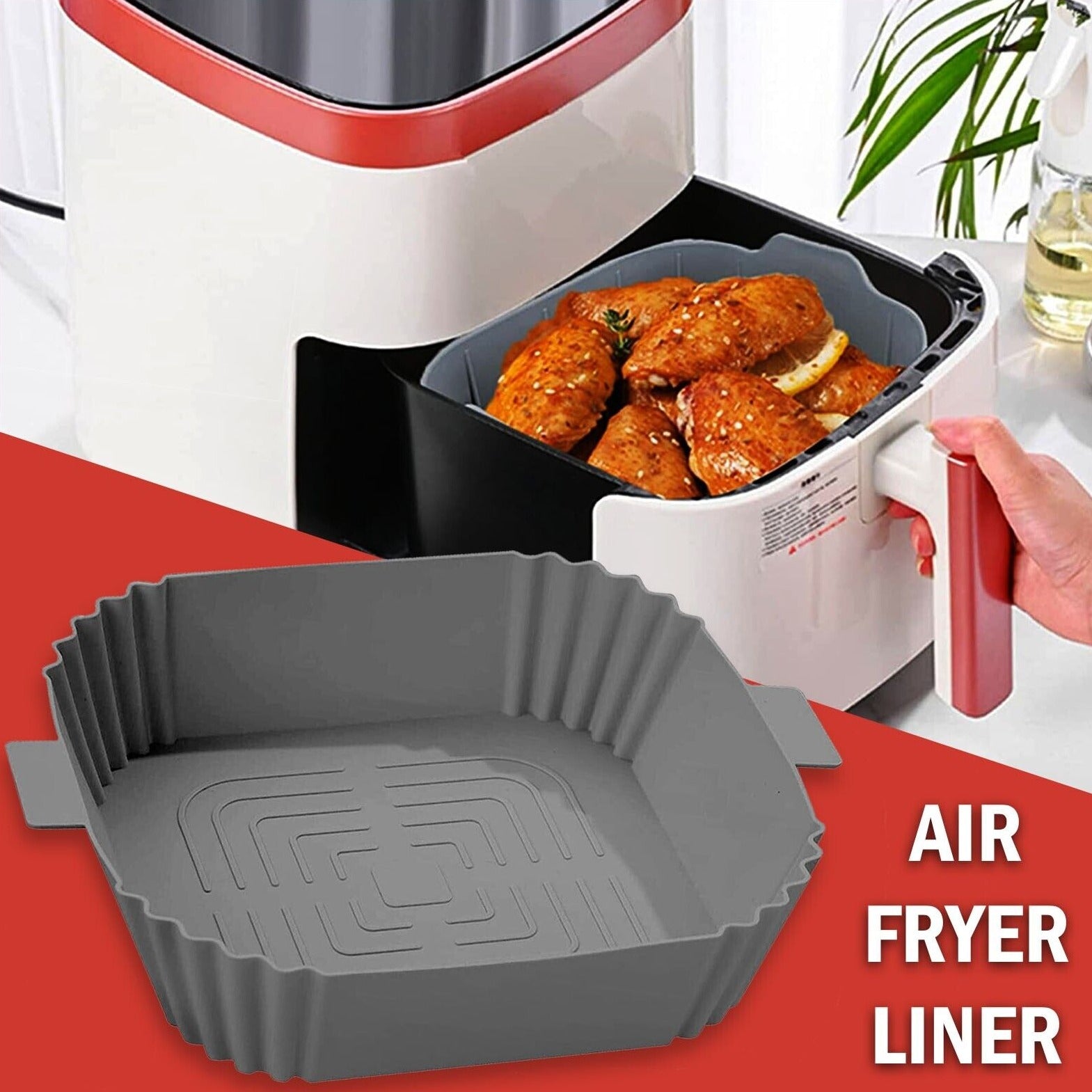 Silicone Air Fryer Tray Basket Liners Non-Stick Safe Oven Baking Tray Pot