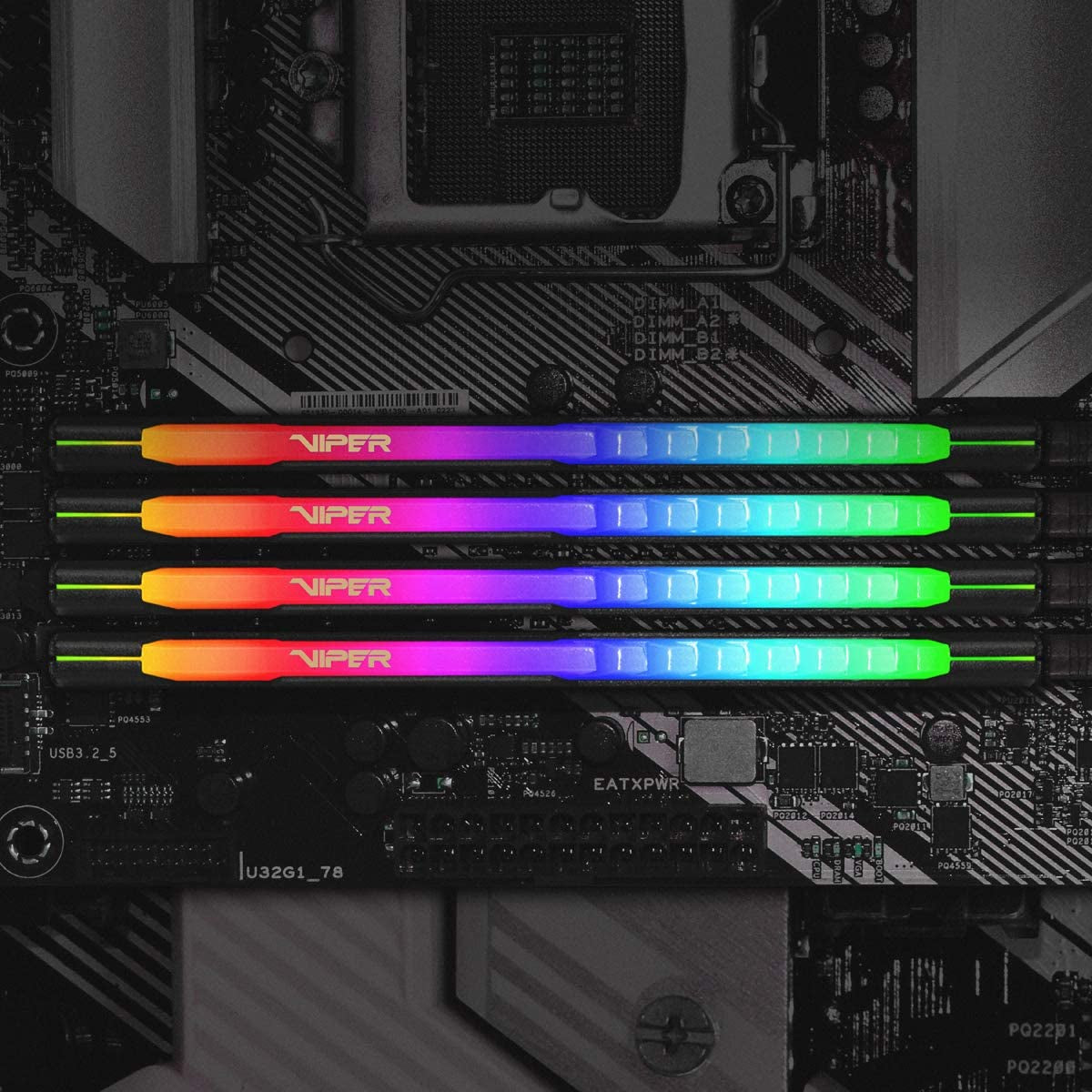 Patriot Viper Steel RGB DDR4 RAM 16GB (2X8GB) 3200Mhz CL18 UDIMM Desktop Gaming Memory Kit -