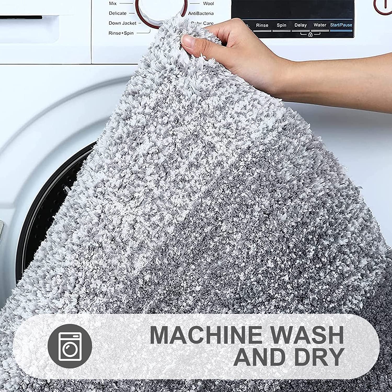 Luxury Bathroom Rug Mat 24X16, Extra Soft and Absorbent Microfiber Bath Rugs, Non-Slip Plush Shaggy Bath Carpet, Machine Wash Dry, Bath Mats for Bathroom Floor, Tub and Shower, Grey