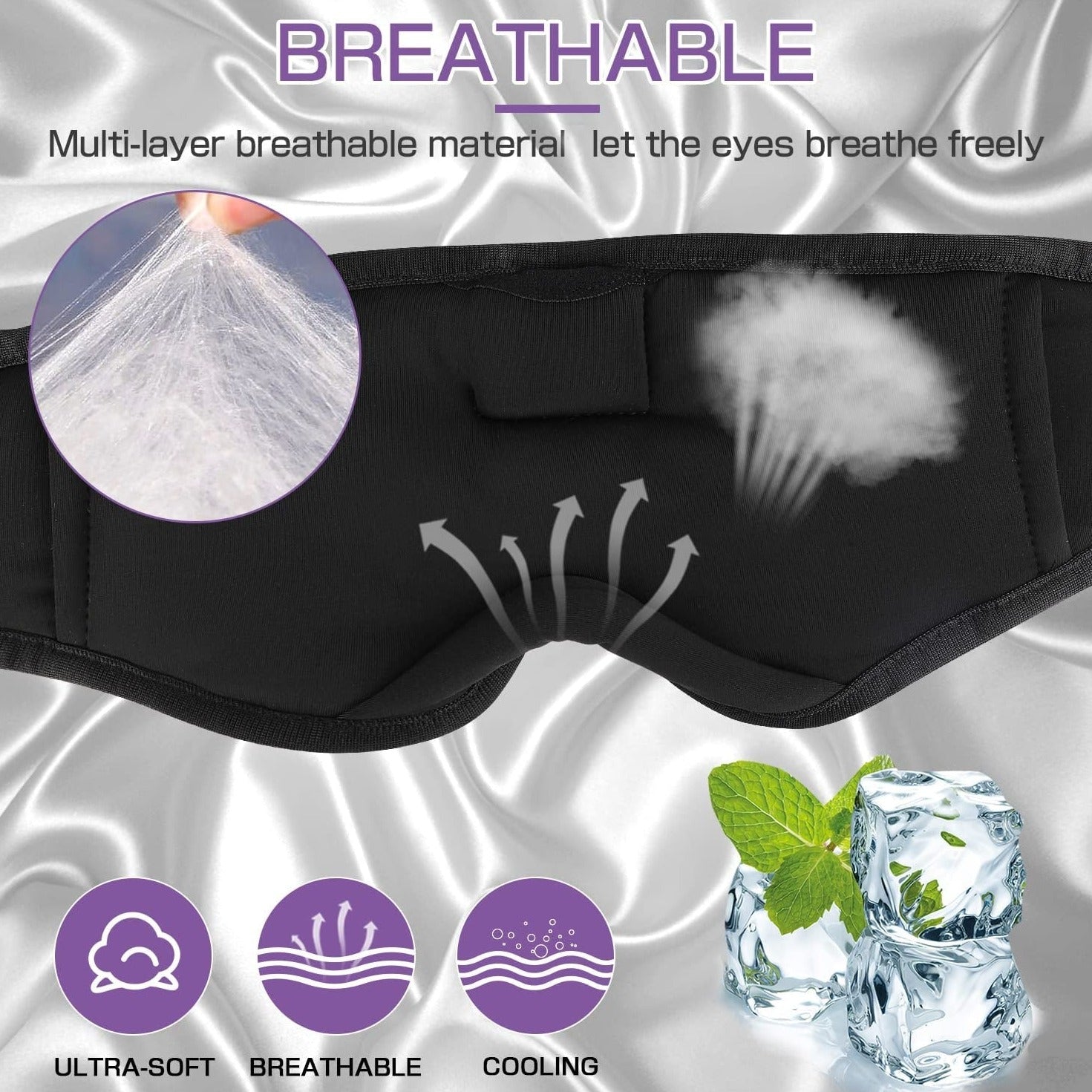 Sleep Mask with Bluetooth Headphones, Sleep Headphones Bluetooth Sleep Mask 3D Sleeping Headphones for Side Sleepers Best Gift and Travel Essential (Classical Purple)