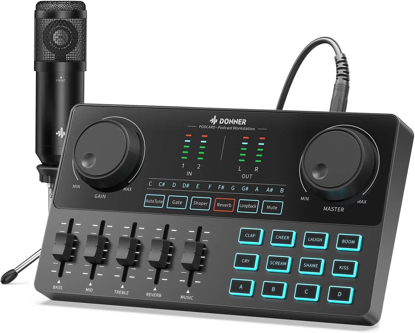 Podcast Equipment Bundle Kit with 6.35Mm Microphone, Multifunction Podcast Mixer with Audio Interface for Live Streaming, Music Recording, Fits Most PC, Smartphones, Tablets