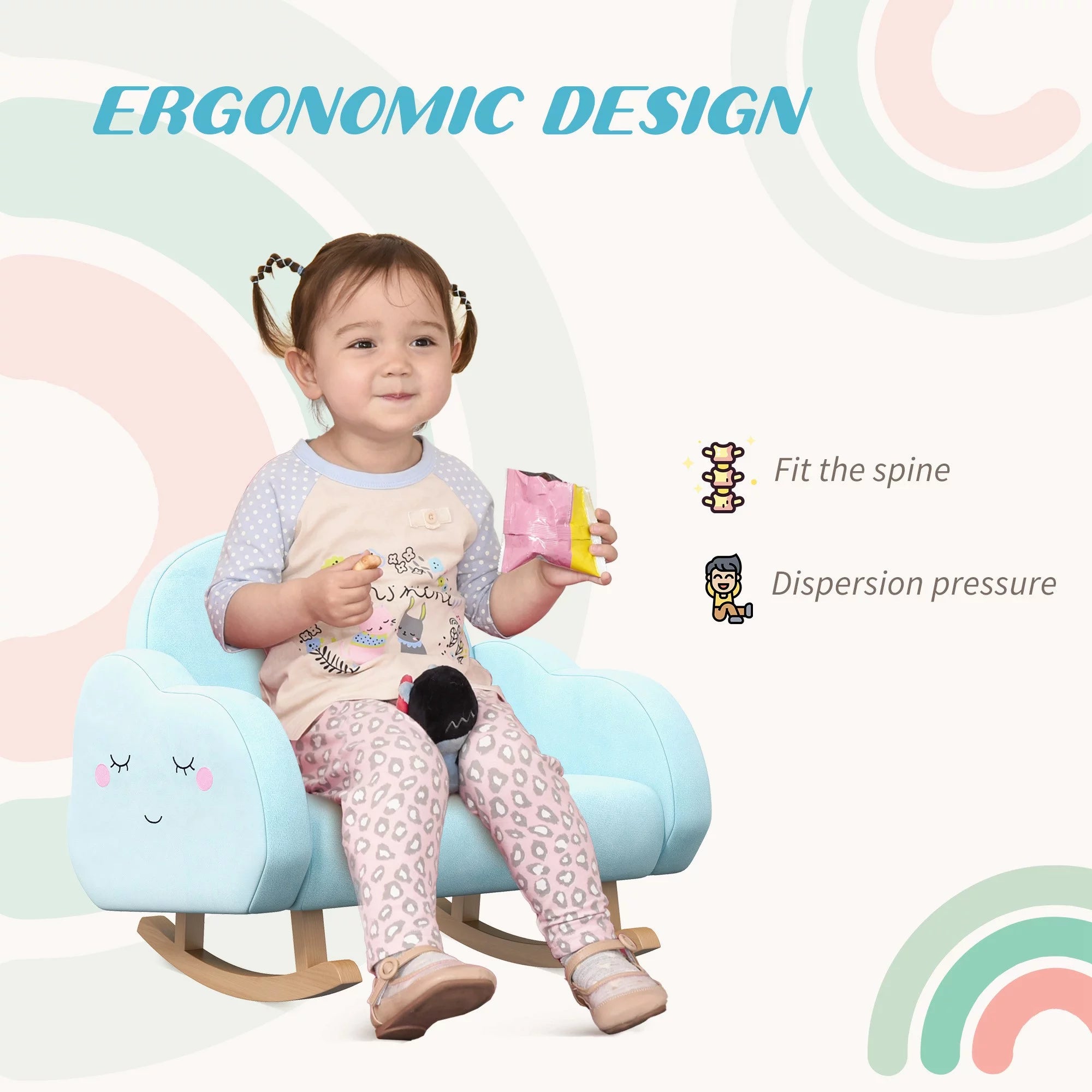Rocker Armchair for Nursery Playroom Preschool for 1.5-5 Years, Blue
