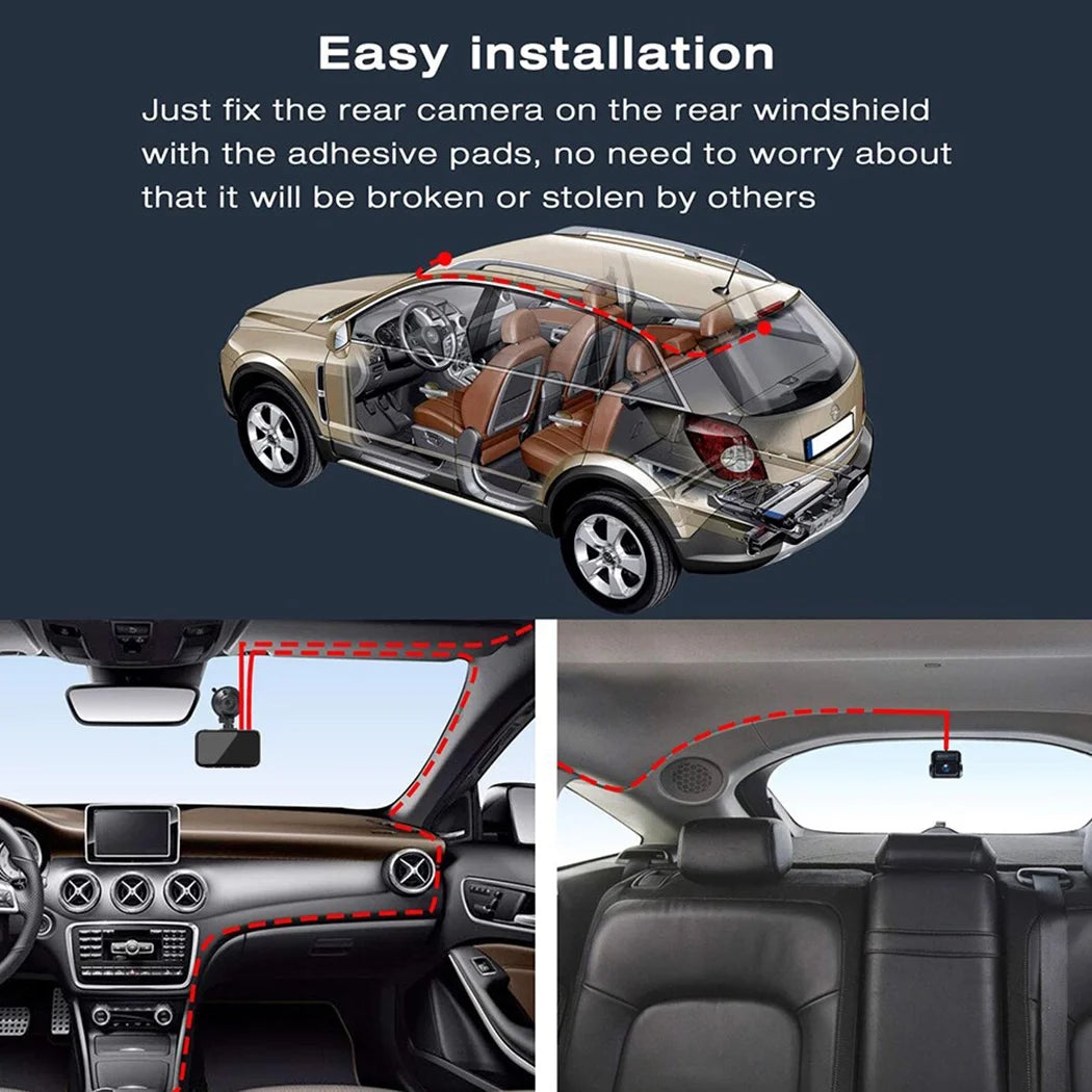 4K Dash Cam Front and Rear 3-Inch LCD WDR Dual Dash Camera, with 1080P Waterproof Car Camera, Loop Recording, G-Sensor Function, Motion Detection, Parking Monitor