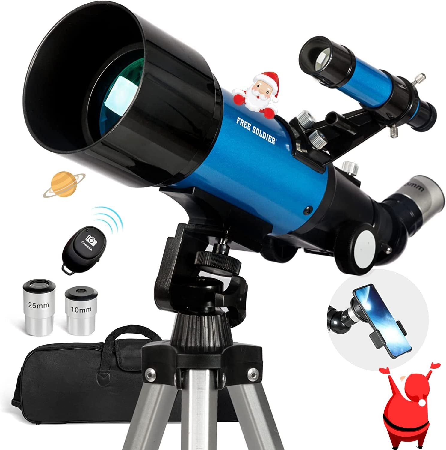 Telescope for Adults Astronomy Beginners - 70Mm Aperture and 400Mm Focal Length Professional Refractor Telescope with Remote Great Christmas Astronomy Gift with Gift Package, Blue