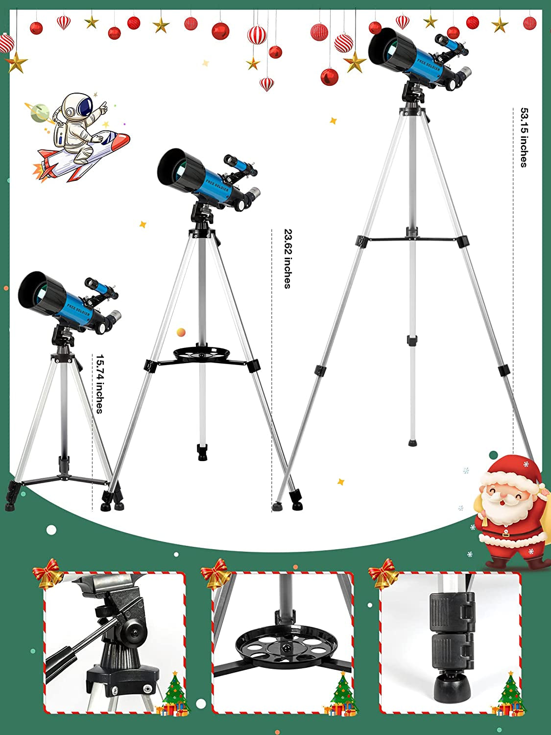 Telescope for Adults Astronomy Beginners - 70Mm Aperture and 400Mm Focal Length Professional Refractor Telescope with Remote Great Christmas Astronomy Gift with Gift Package, Blue