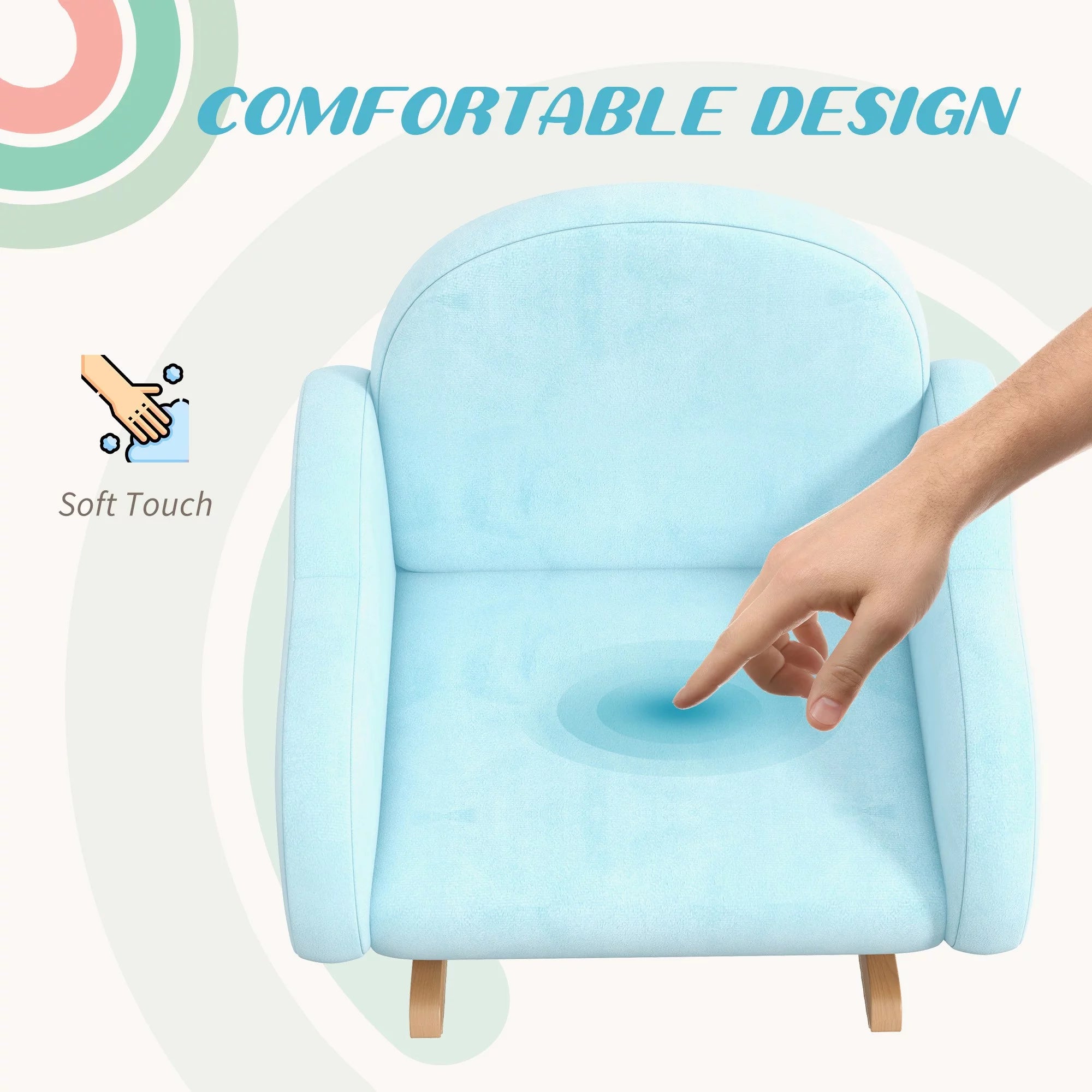Rocker Armchair for Nursery Playroom Preschool for 1.5-5 Years, Blue