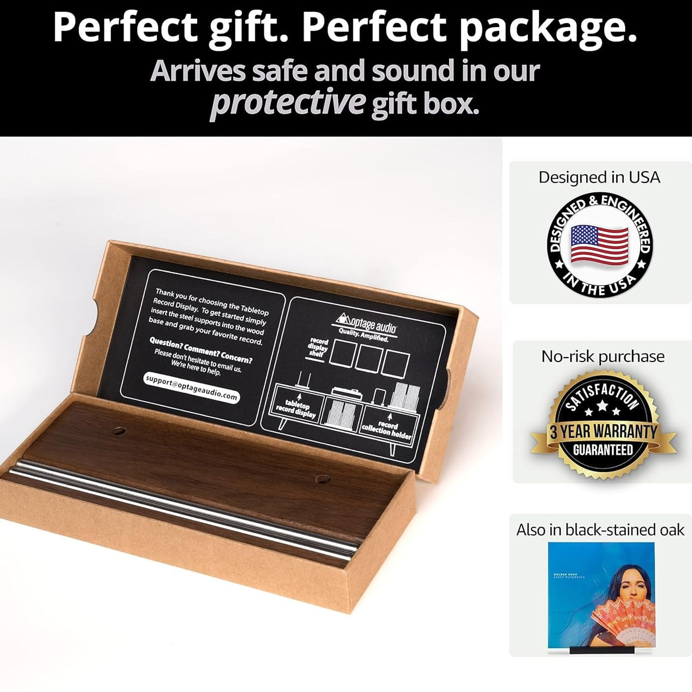Tabletop Record Holder, Solid Wood Now Playing Vinyl Record Stand Display, Vinyl Holder, Vinyl Stand for Albums, Cd, Ipad, Record Props Vinyl Record Display (Walnut)