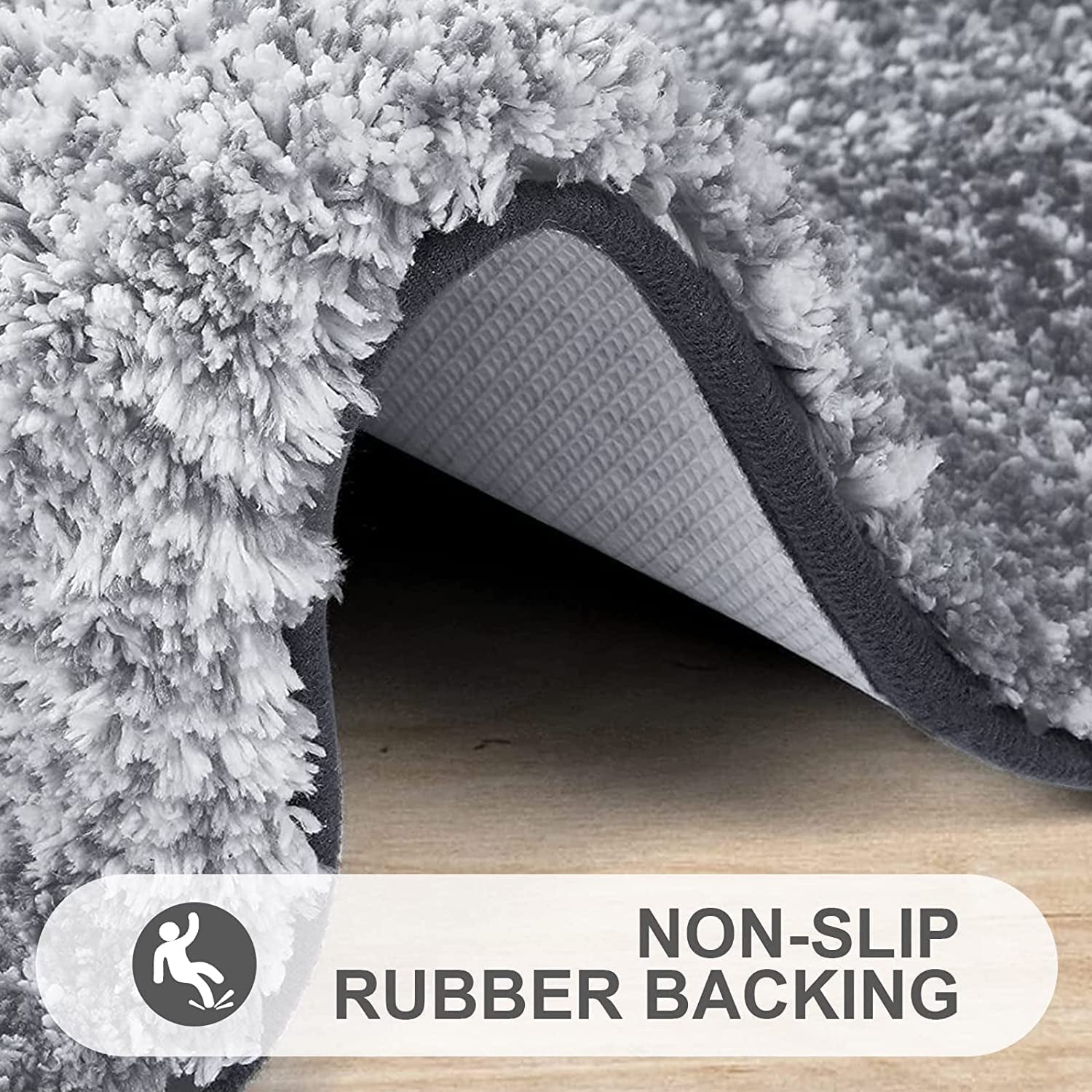 Luxury Bathroom Rug Mat 24X16, Extra Soft and Absorbent Microfiber Bath Rugs, Non-Slip Plush Shaggy Bath Carpet, Machine Wash Dry, Bath Mats for Bathroom Floor, Tub and Shower, Grey