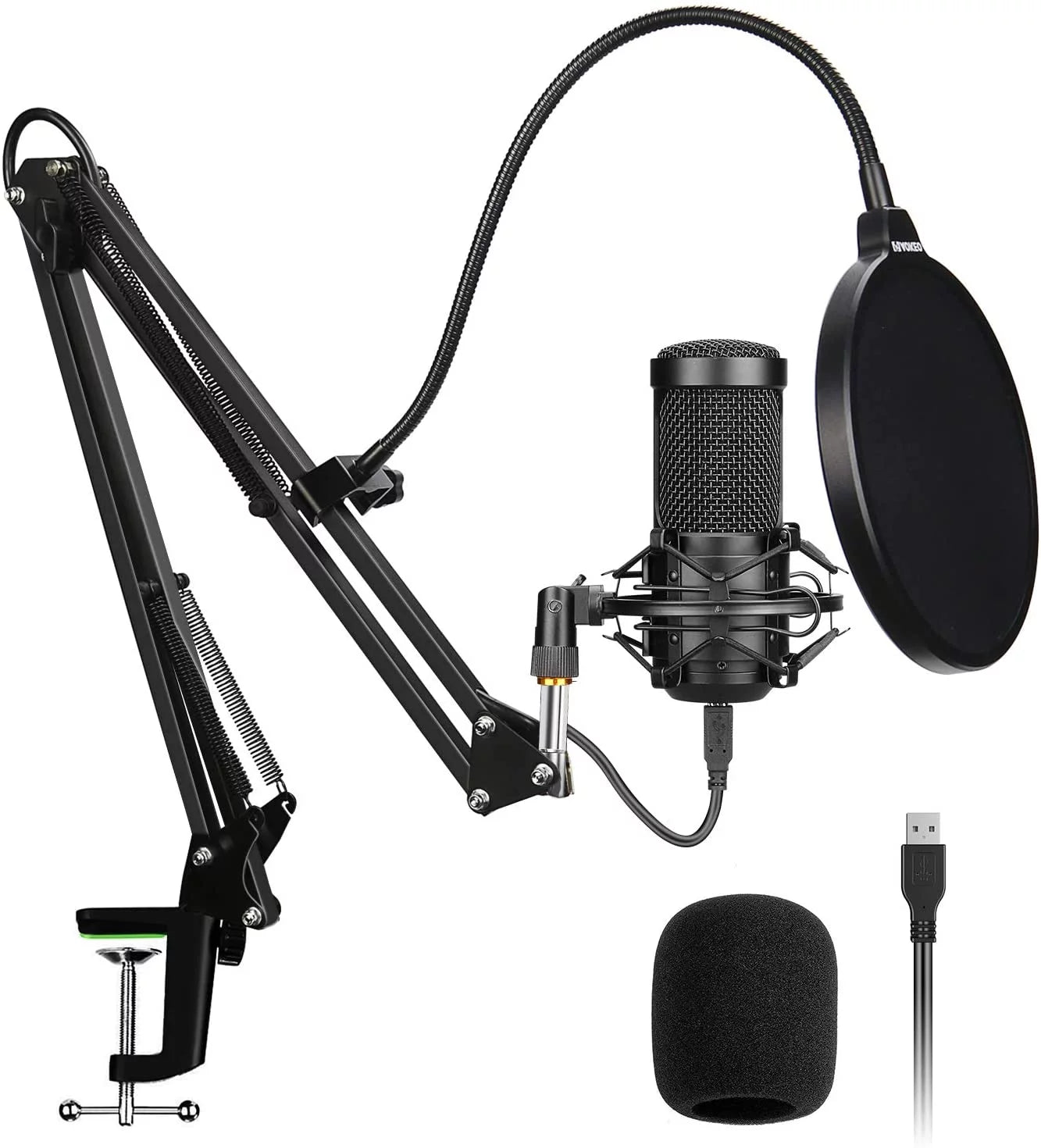 USB Streaming Podcast Microphone Kit,Professional 192Khz/24Bit Studio Cardioid Condenser Computer PC Mic Kit with Scissor Arm Shock Mount Stand Pop Filter for Music Recording