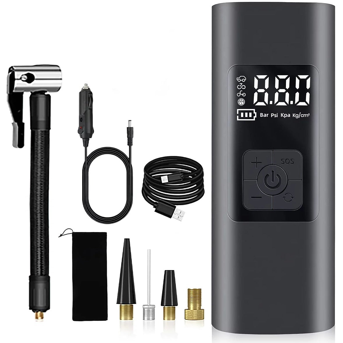 Tire Inflator, Portable 150 PSI Air Compressor Bicycle Pump with Digital Pressure Gauge, Cordless Rechargeable Tire Pump with LED Light, Mini Electric Air Pump for Car Bike Motorcycle Ball