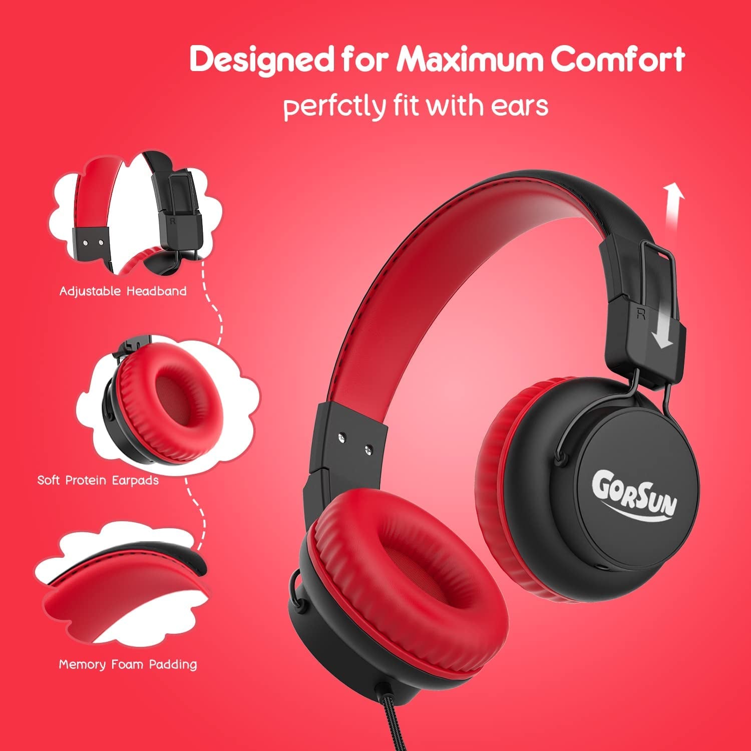 Kids Headphones, Headphones for Kids for School, 85Db/94Db Volume Limited, Wired Headphones with Mic, Sharing Function, Adjustable Toddler Headphones for School/Tablet/Pc