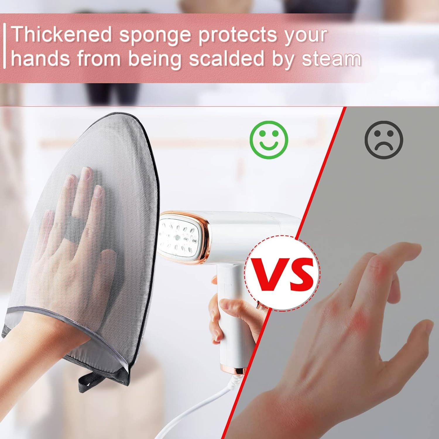 Garment Steamer Ironing Glove, Waterproof Mini Ironing Board with Finger Loop Garment Steamer Mitt Heat Resistant Gloves for Clothes Steamers