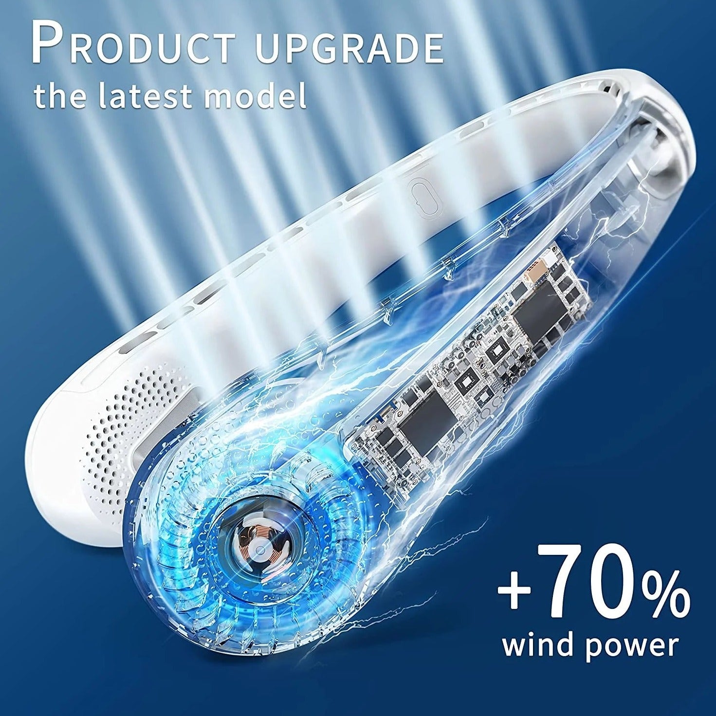 Neck Fan, Portable Fan, Hands Free Bladeless Fan, Rechargeable Personal Fan, 5200Mah, 360° Cooling, 3 Speeds Adjustable, Faster Cooling, Ultra Quiet, Suitable for Travel, Sports, Home, Office
