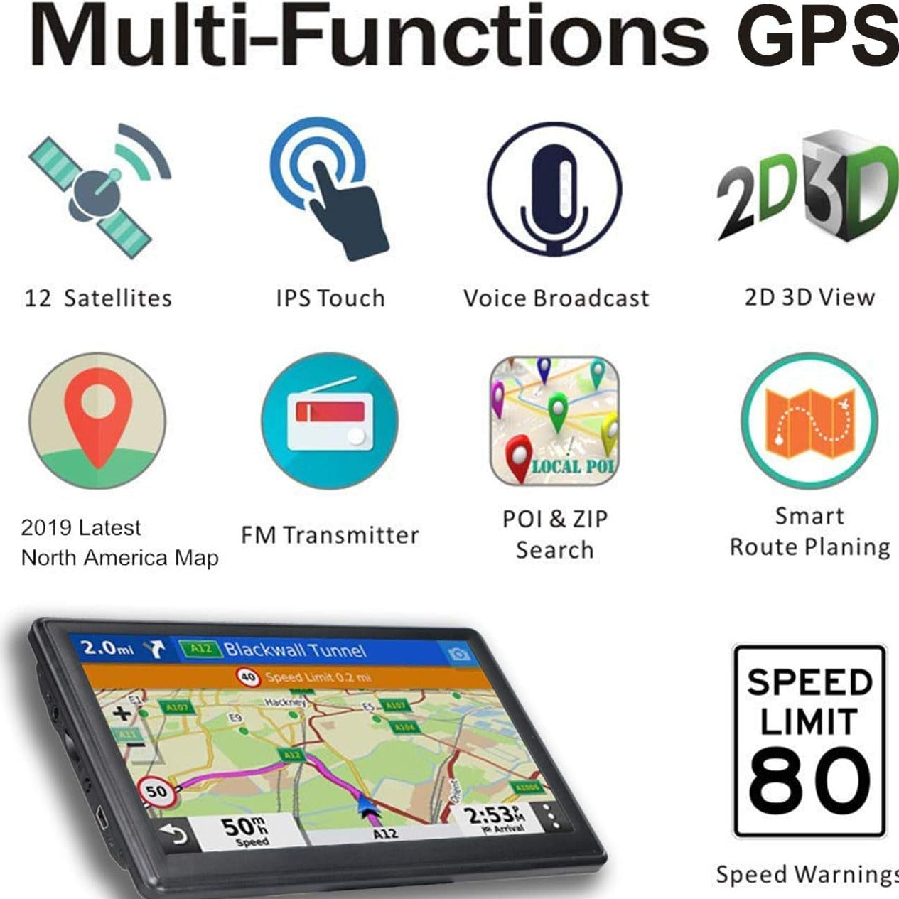N700 GPS Navigation for Car Truck RV, GPS Navigator with 7 Inch, 2024 Maps (Free Lifetime Updates), Truck GPS Commercial Drivers, Semi Trucker GPS Navigation System, Custom Truck Routing