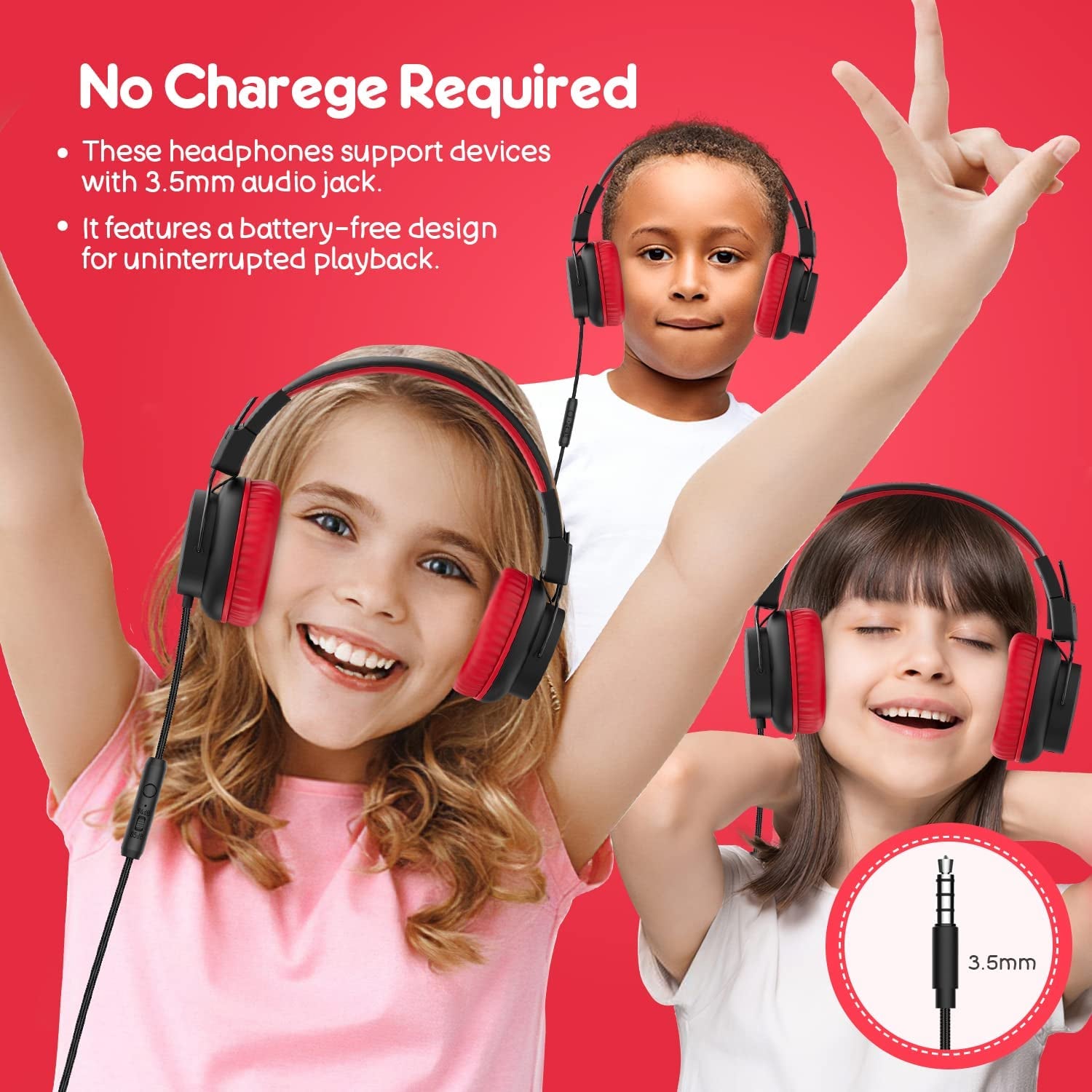 Kids Headphones, Headphones for Kids for School, 85Db/94Db Volume Limited, Wired Headphones with Mic, Sharing Function, Adjustable Toddler Headphones for School/Tablet/Pc