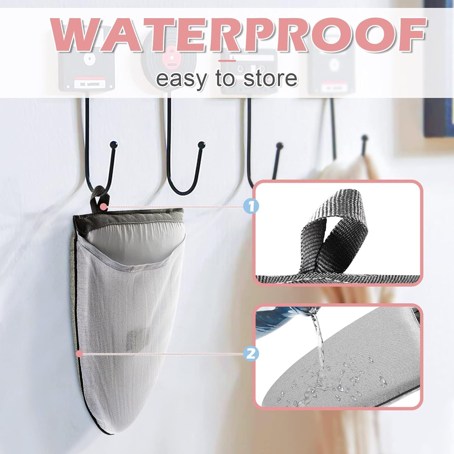 Garment Steamer Ironing Glove, Waterproof Mini Ironing Board with Finger Loop Garment Steamer Mitt Heat Resistant Gloves for Clothes Steamers
