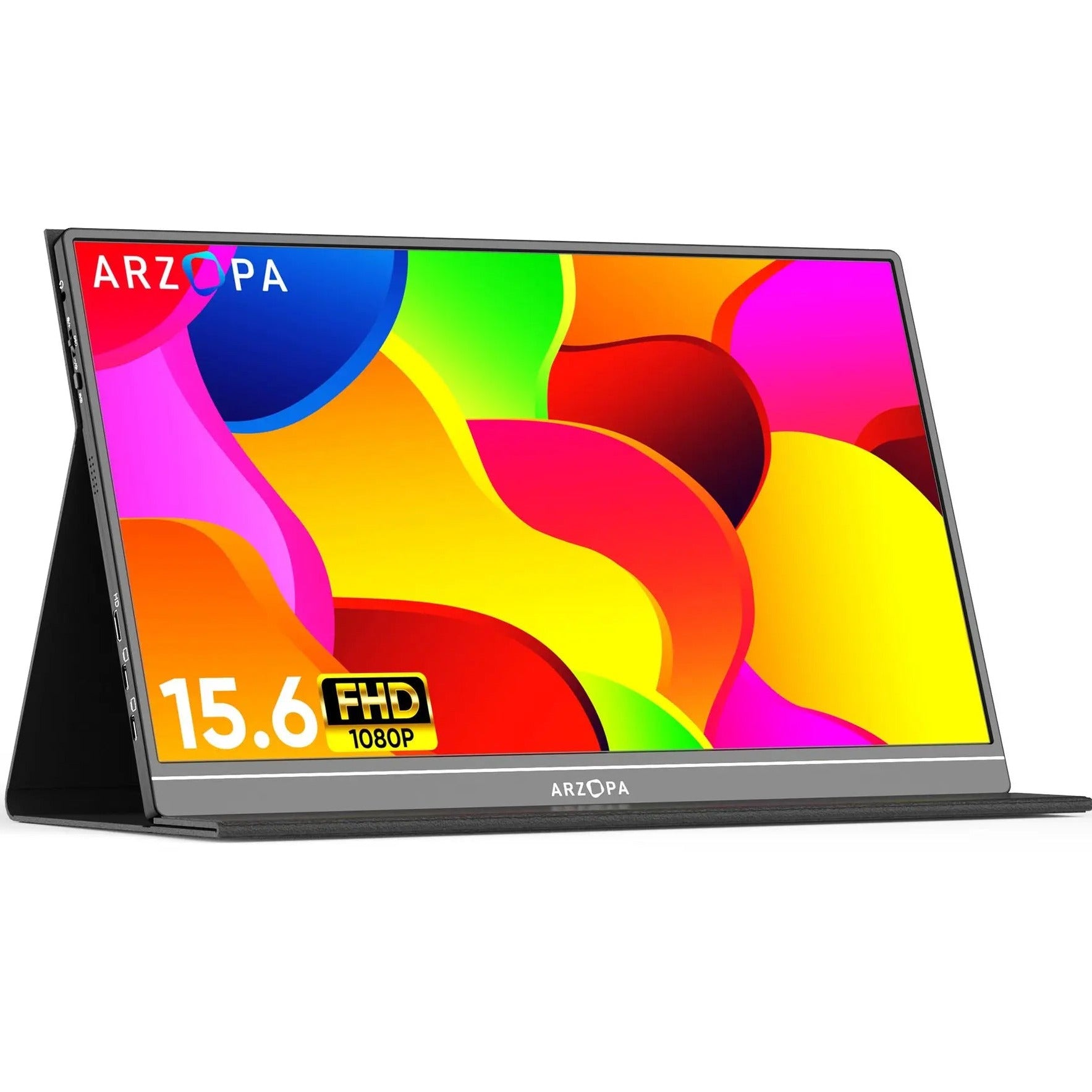 Portable 15.6'' 1080P Laptop Monitor, 1 Piece USB C HDMI Computer Display with Protective Case for PC Mac Phone Xbox Switch, Eye Care External Screen W/Smart Cover