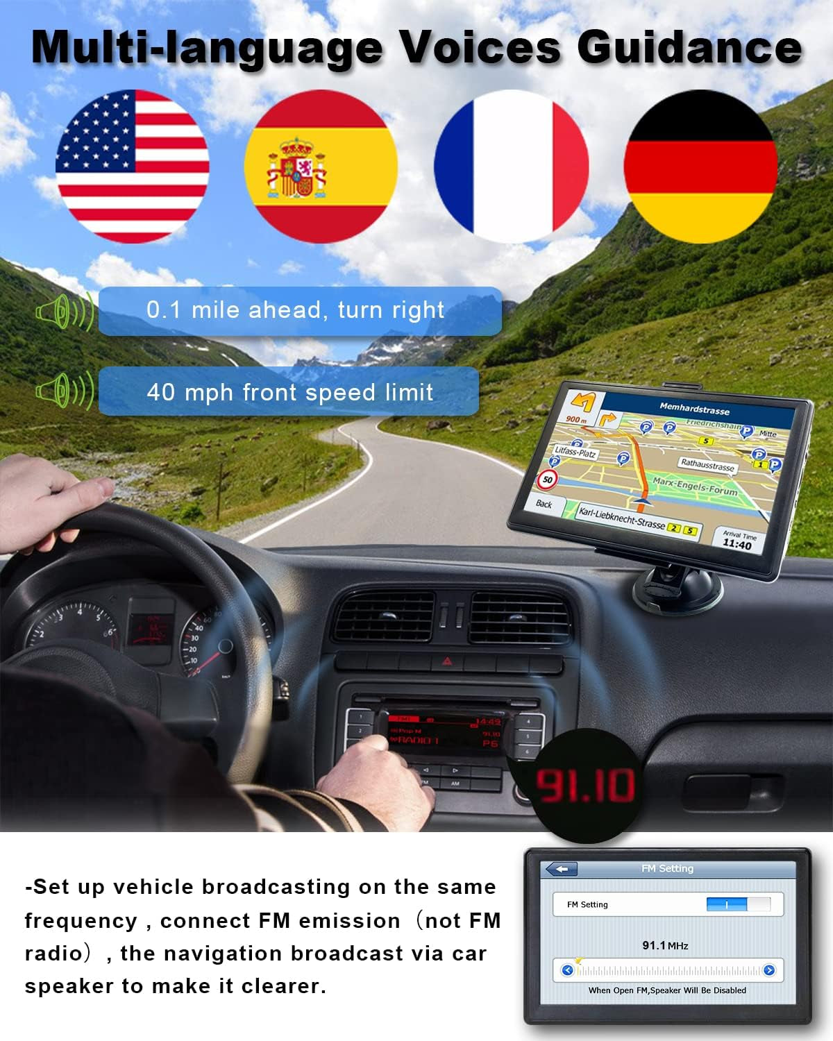N700 GPS Navigation for Car Truck RV, GPS Navigator with 7 Inch, 2024 Maps (Free Lifetime Updates), Truck GPS Commercial Drivers, Semi Trucker GPS Navigation System, Custom Truck Routing